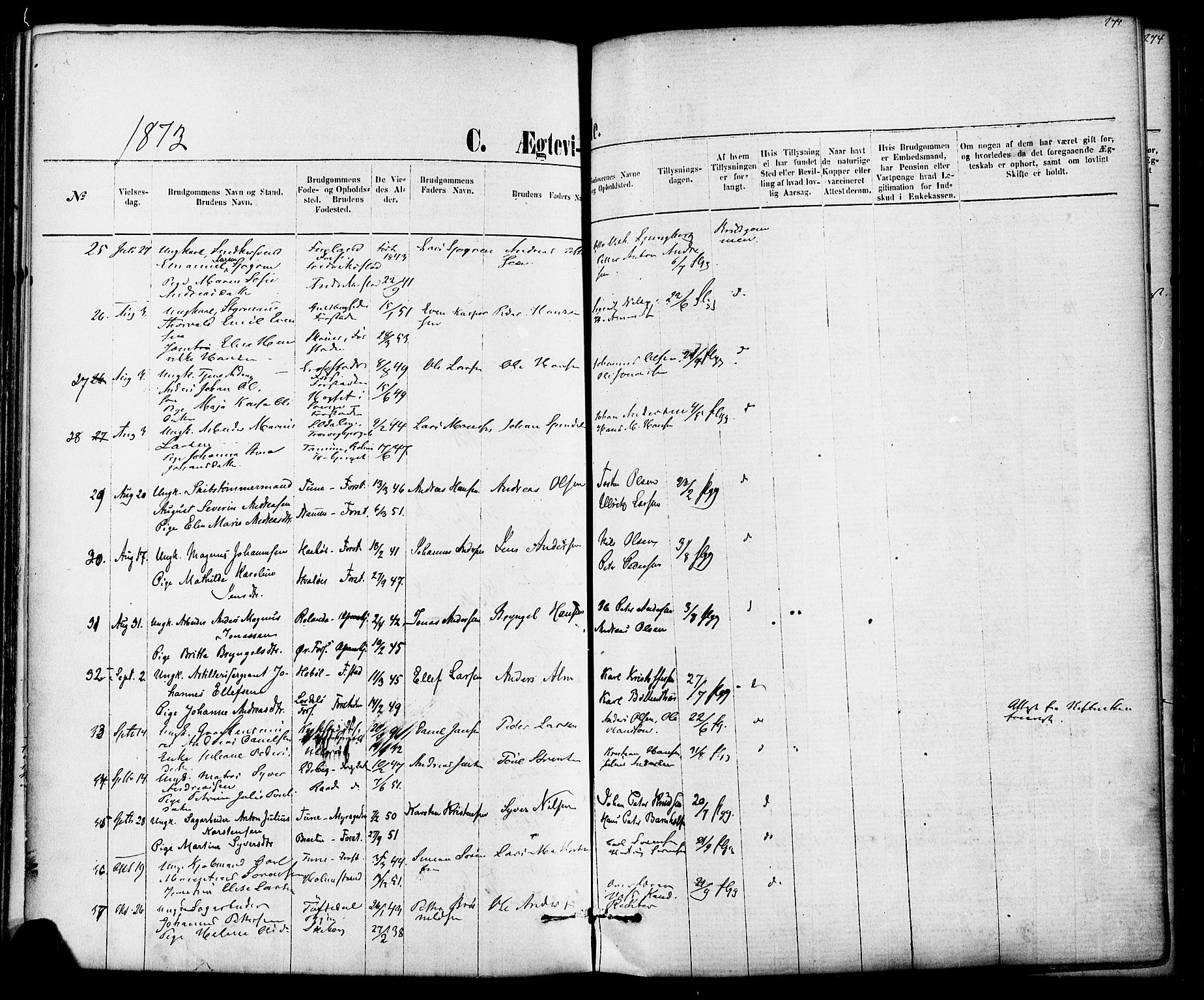 Fredrikstad domkirkes prestekontor Kirkebøker, AV/SAO-A-10906/F/Fa/L0001: Parish register (official) no. 1, 1871-1878, p. 271