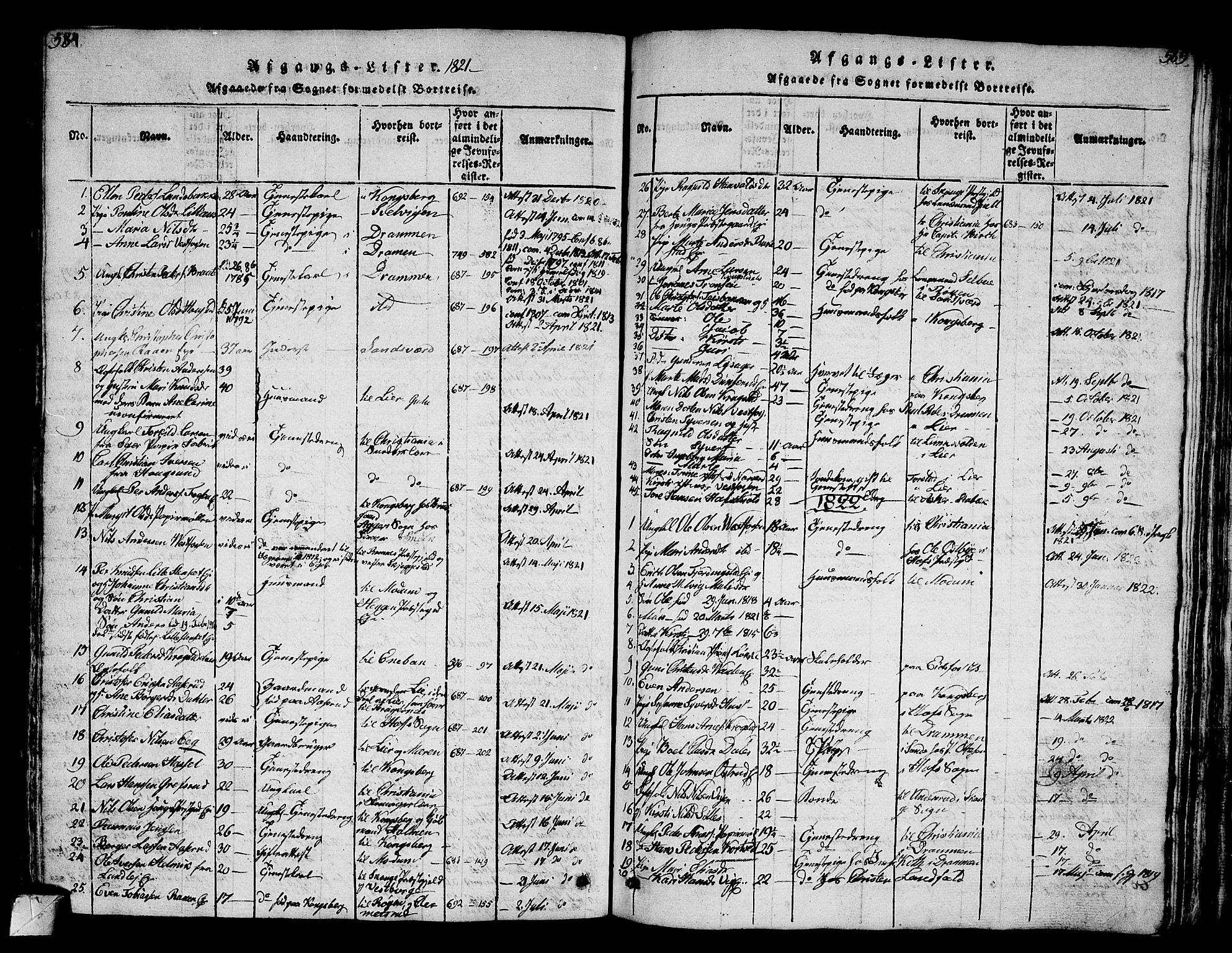 Eiker kirkebøker, AV/SAKO-A-4/G/Ga/L0001: Parish register (copy) no. I 1, 1814-1832, p. 584-585