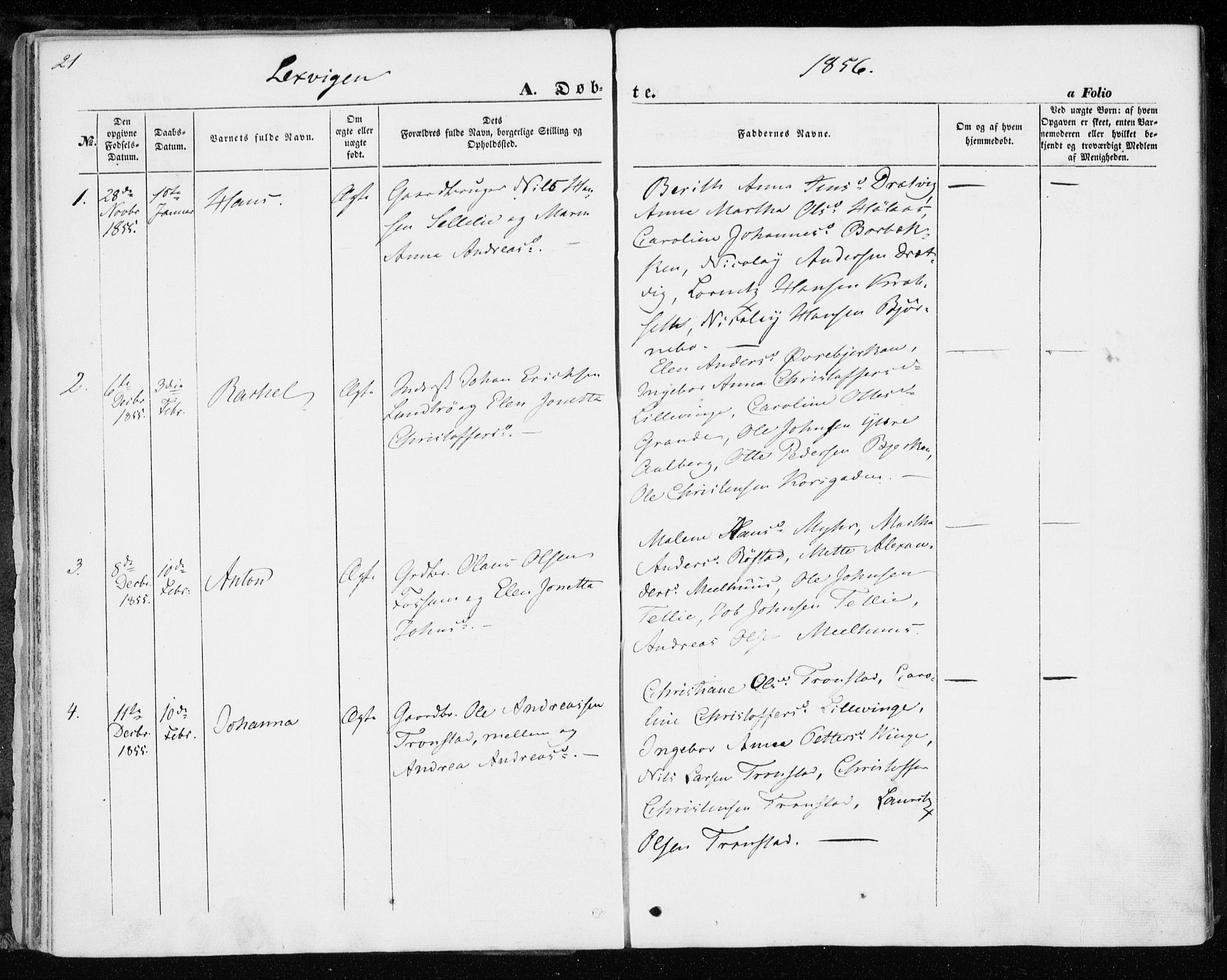 Ministerialprotokoller, klokkerbøker og fødselsregistre - Nord-Trøndelag, AV/SAT-A-1458/701/L0008: Parish register (official) no. 701A08 /1, 1854-1863, p. 21