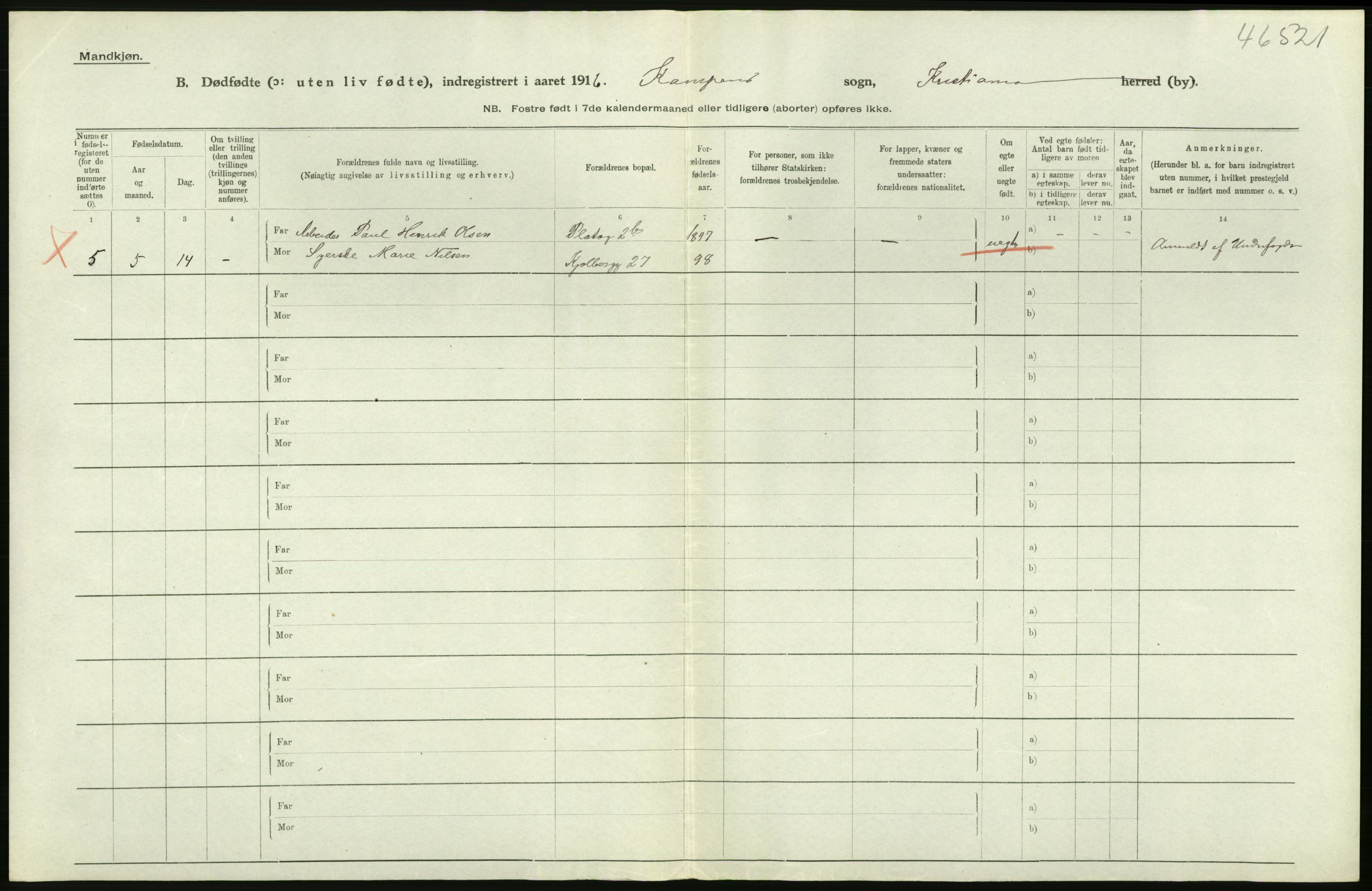 Statistisk sentralbyrå, Sosiodemografiske emner, Befolkning, AV/RA-S-2228/D/Df/Dfb/Dfbf/L0010: Kristiania: Døde, dødfødte., 1916, p. 598