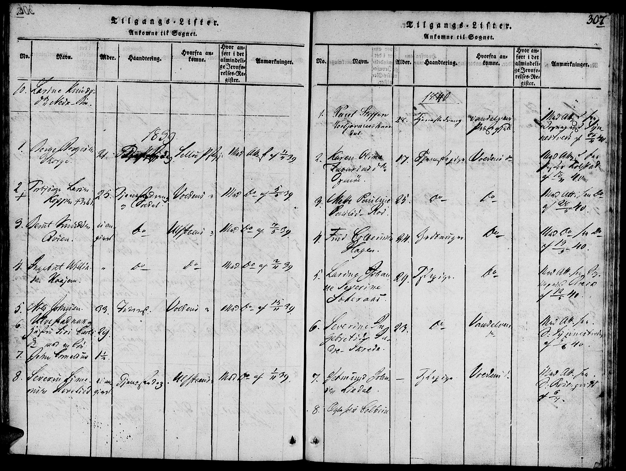 Ministerialprotokoller, klokkerbøker og fødselsregistre - Møre og Romsdal, AV/SAT-A-1454/504/L0054: Parish register (official) no. 504A01, 1816-1861, p. 307