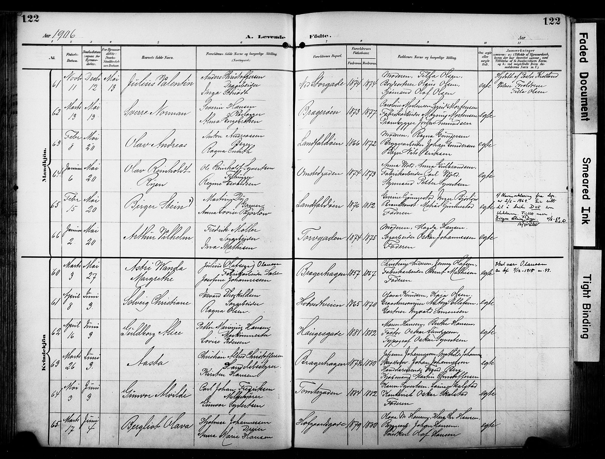 Bragernes kirkebøker, AV/SAKO-A-6/F/Fb/L0009: Parish register (official) no. II 9, 1902-1911, p. 122