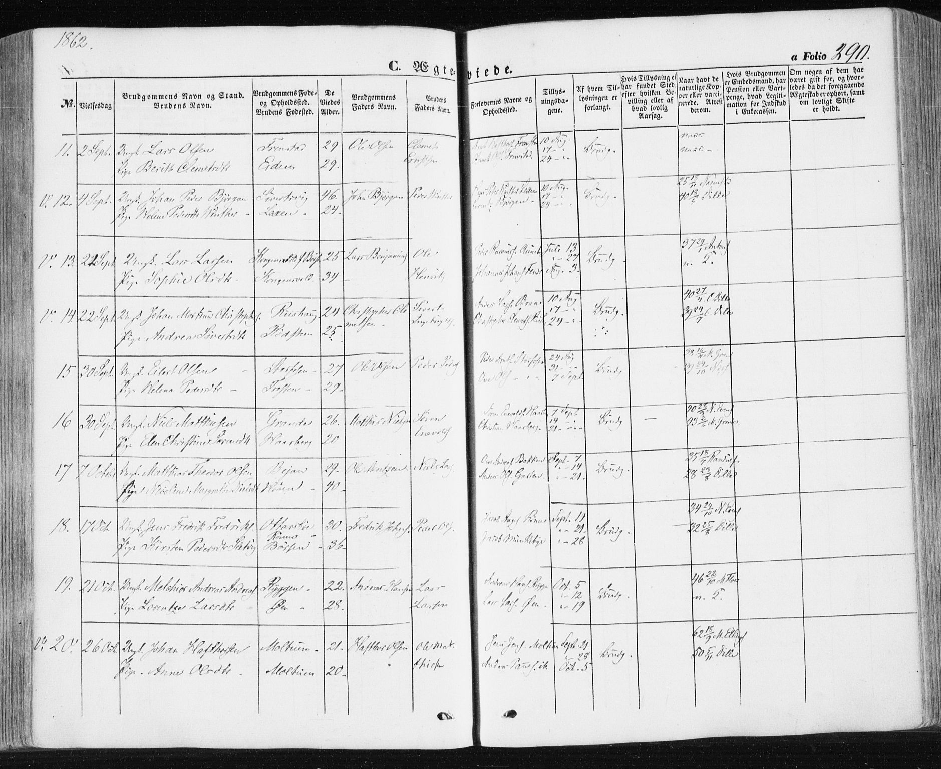 Ministerialprotokoller, klokkerbøker og fødselsregistre - Sør-Trøndelag, SAT/A-1456/659/L0737: Parish register (official) no. 659A07, 1857-1875, p. 290