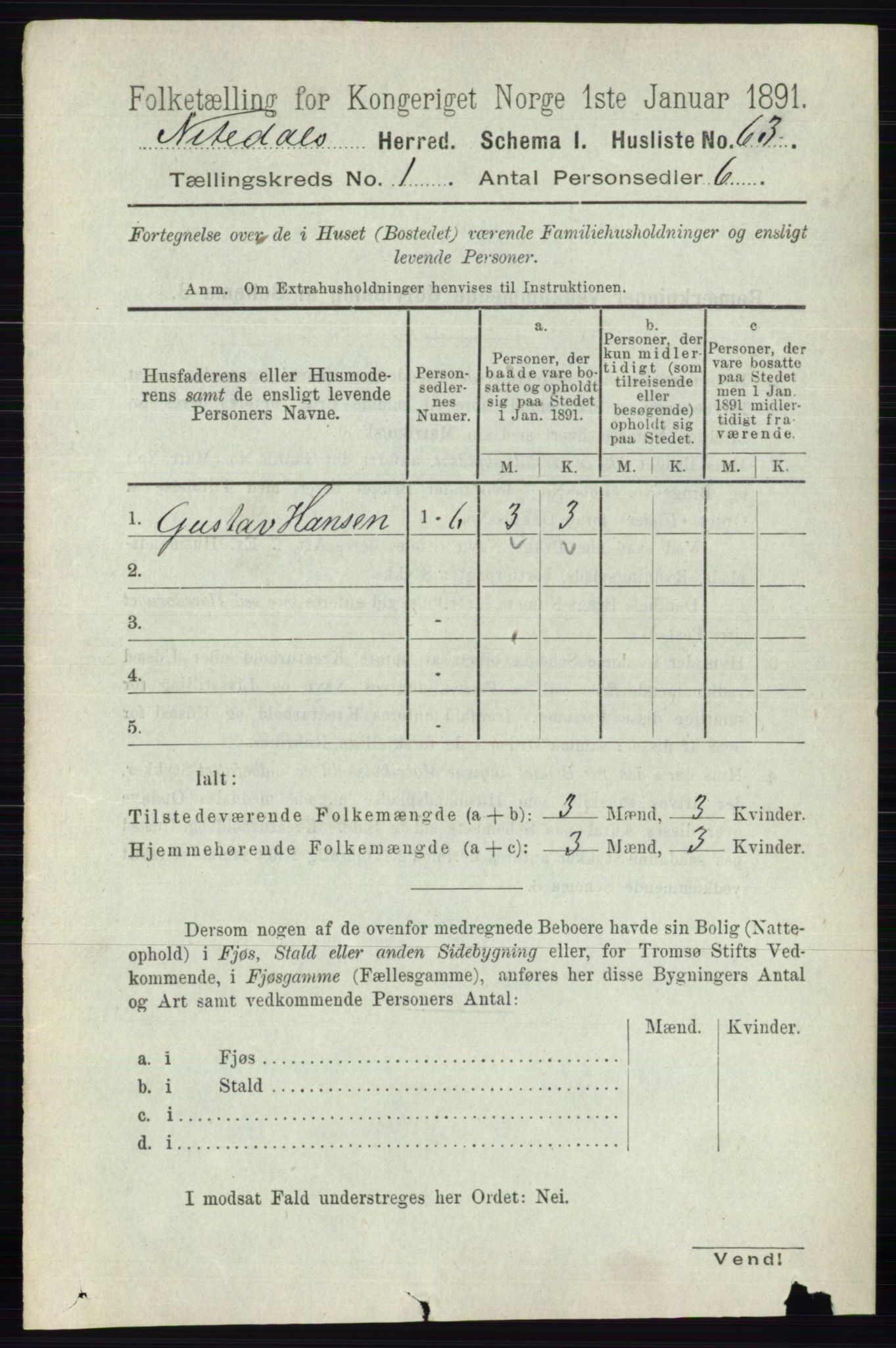 RA, 1891 census for 0233 Nittedal, 1891, p. 83