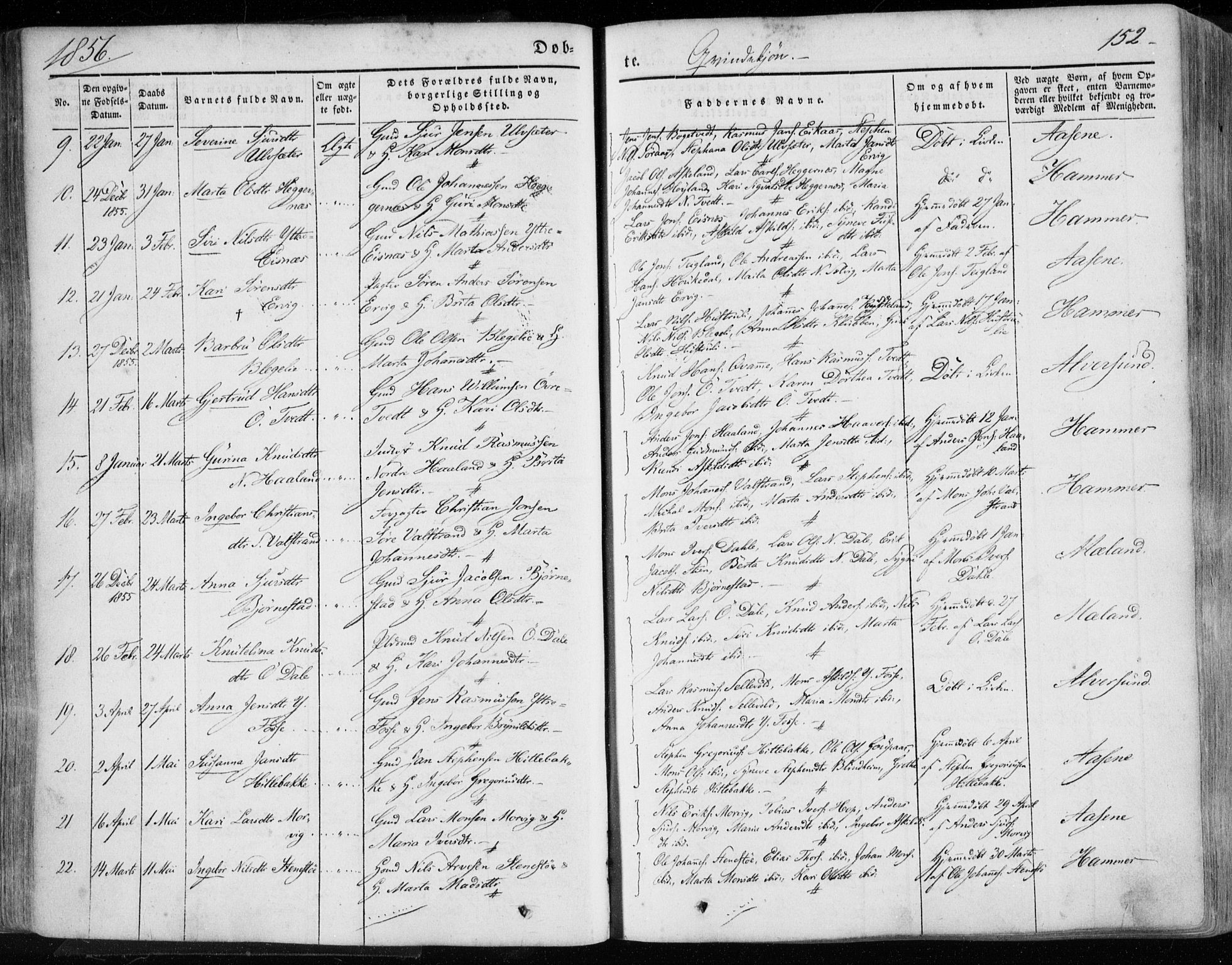 Hamre sokneprestembete, AV/SAB-A-75501/H/Ha/Haa/Haaa/L0013: Parish register (official) no. A 13, 1846-1857, p. 152