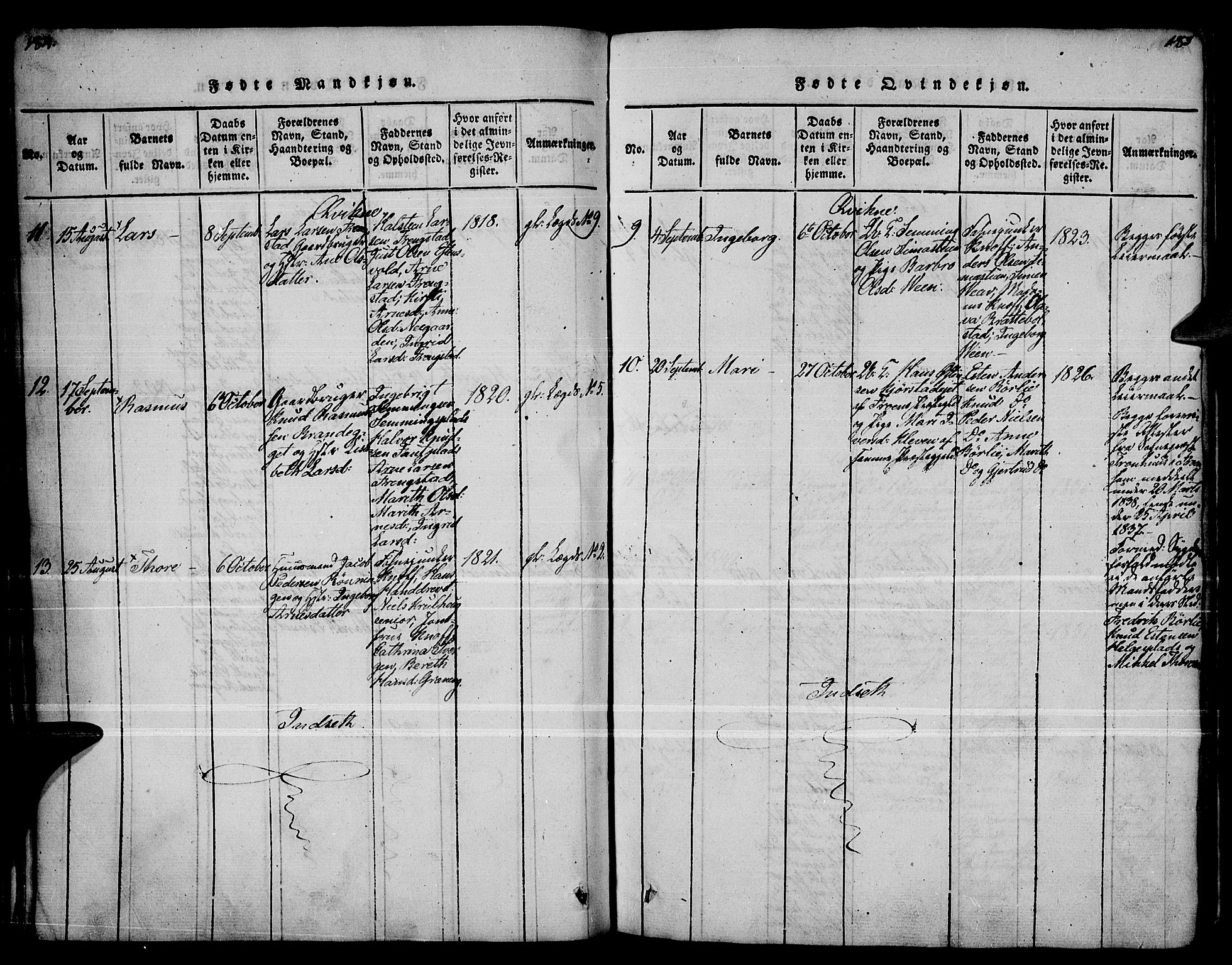 Kvikne prestekontor, AV/SAH-PREST-064/H/Ha/Haa/L0004: Parish register (official) no. 4, 1815-1840, p. 184-185