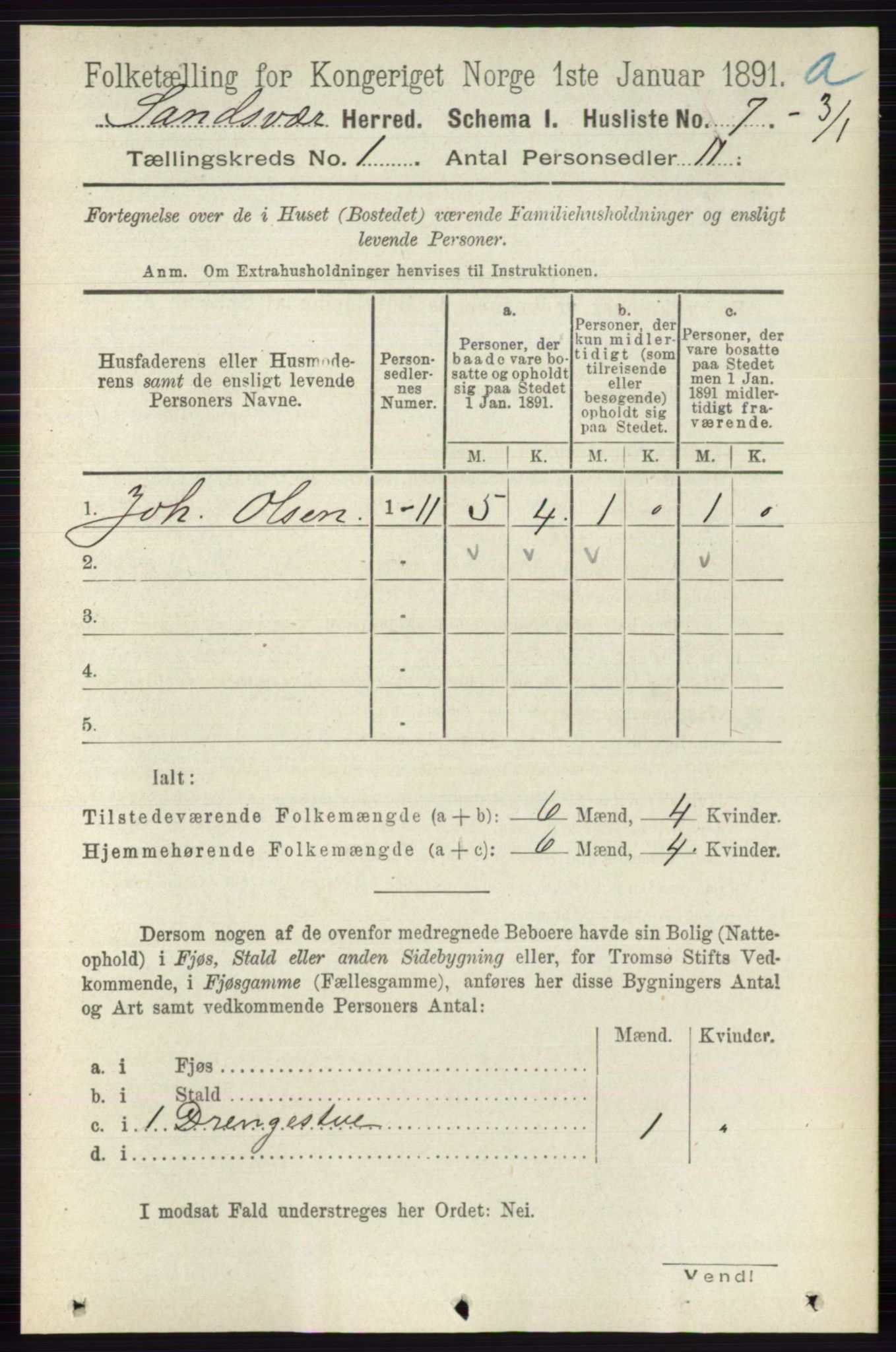 RA, 1891 census for 0629 Sandsvær, 1891, p. 48