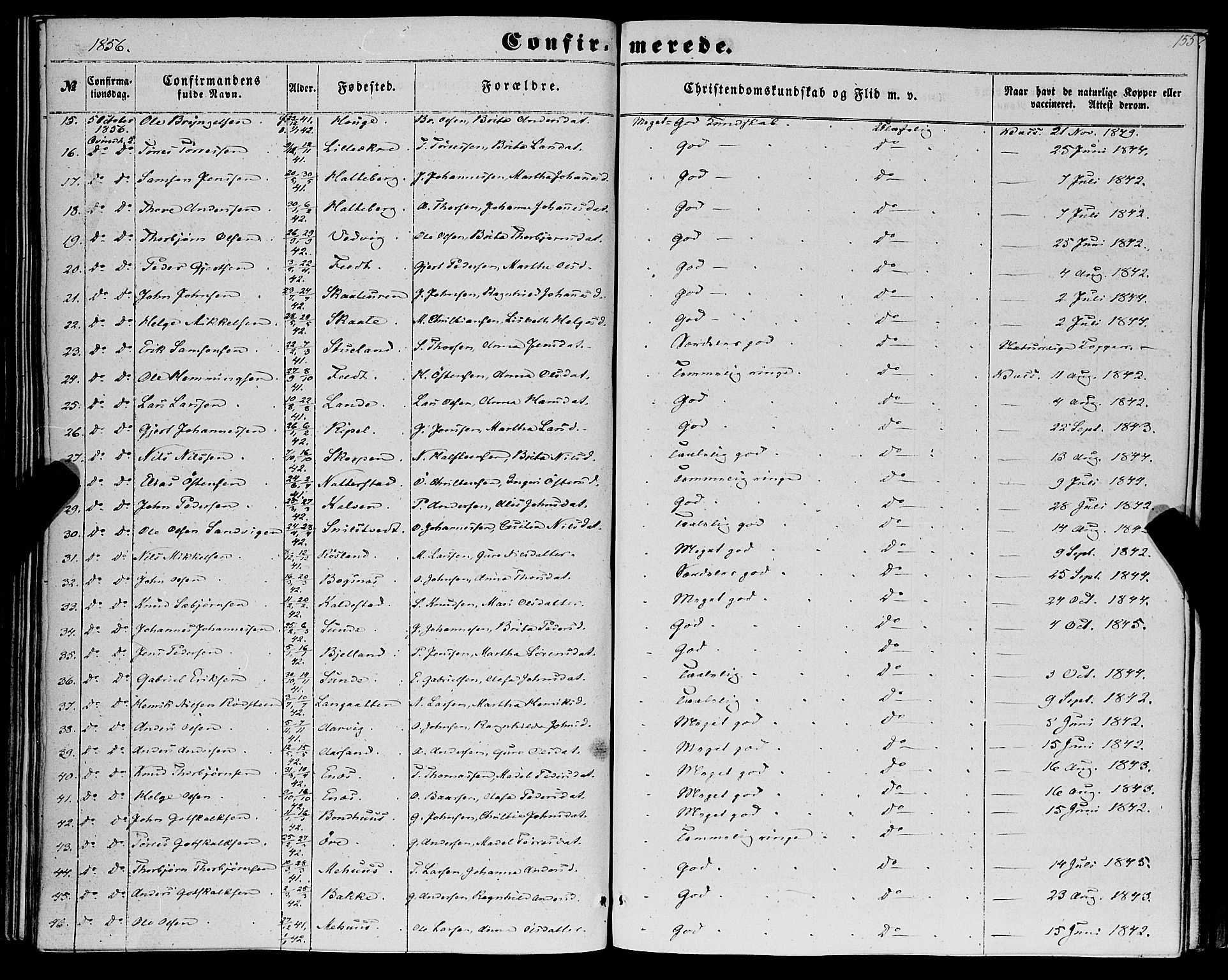 Kvinnherad sokneprestembete, AV/SAB-A-76401/H/Haa: Parish register (official) no. A 8, 1854-1872, p. 155