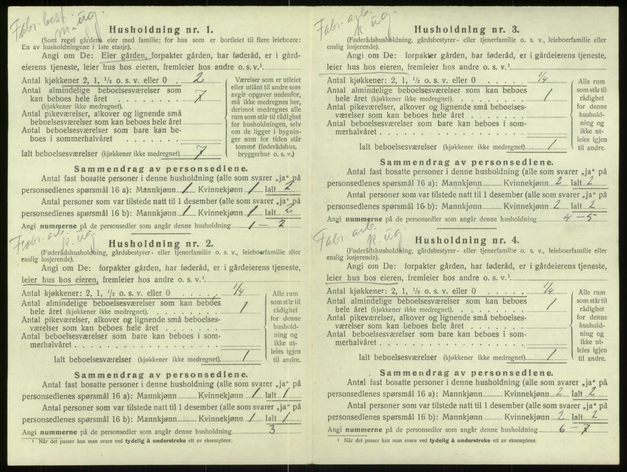 SAB, 1920 census for Haus, 1920, p. 1145