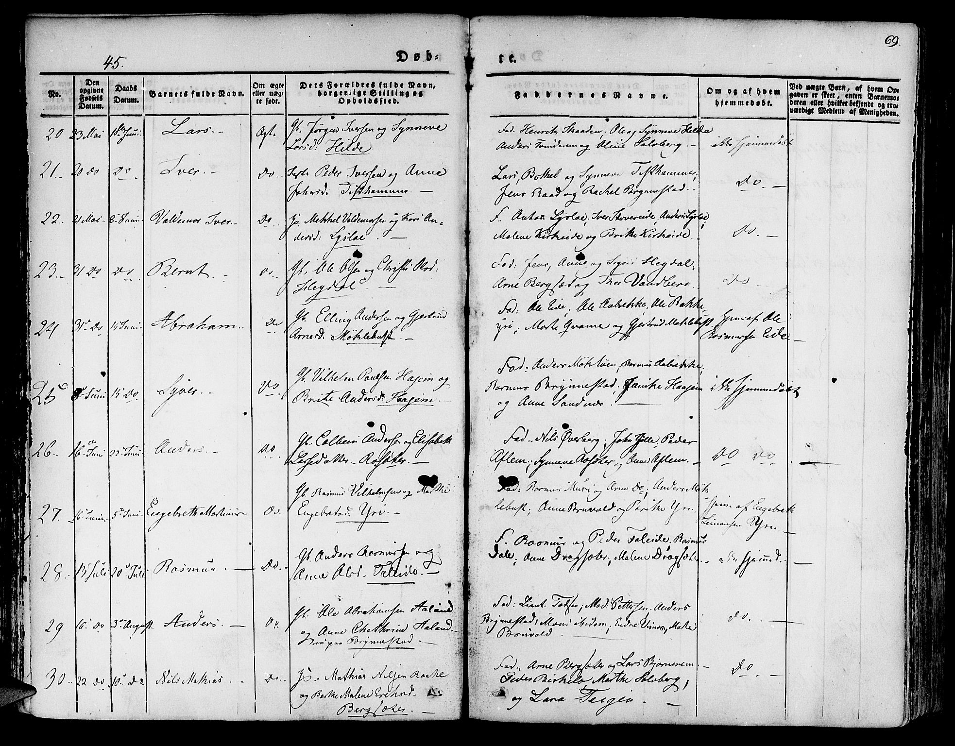 Innvik sokneprestembete, SAB/A-80501: Parish register (official) no. A 4I, 1831-1846, p. 69