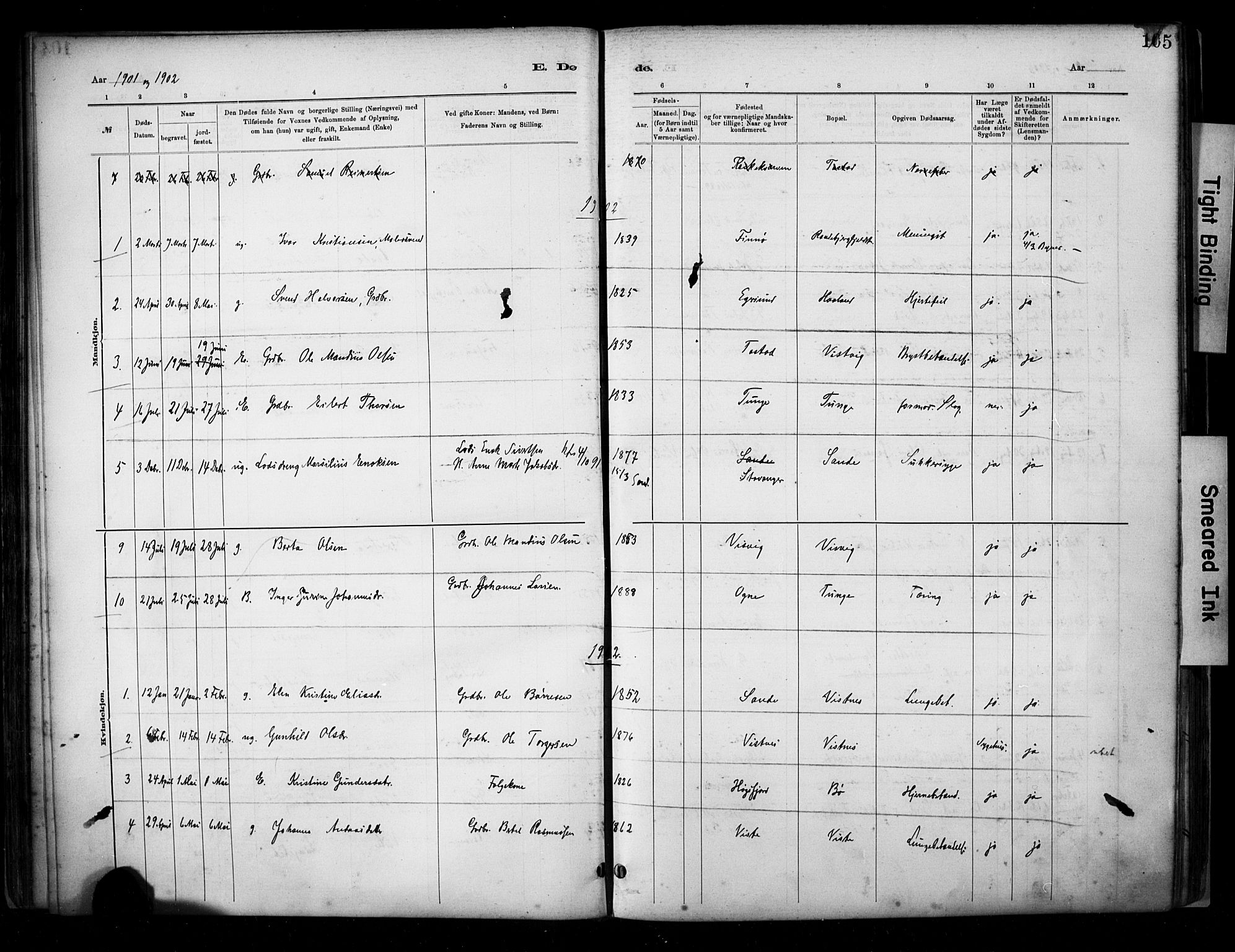 Hetland sokneprestkontor, SAST/A-101826/30/30BA/L0009: Parish register (official) no. A 9, 1882-1918, p. 105