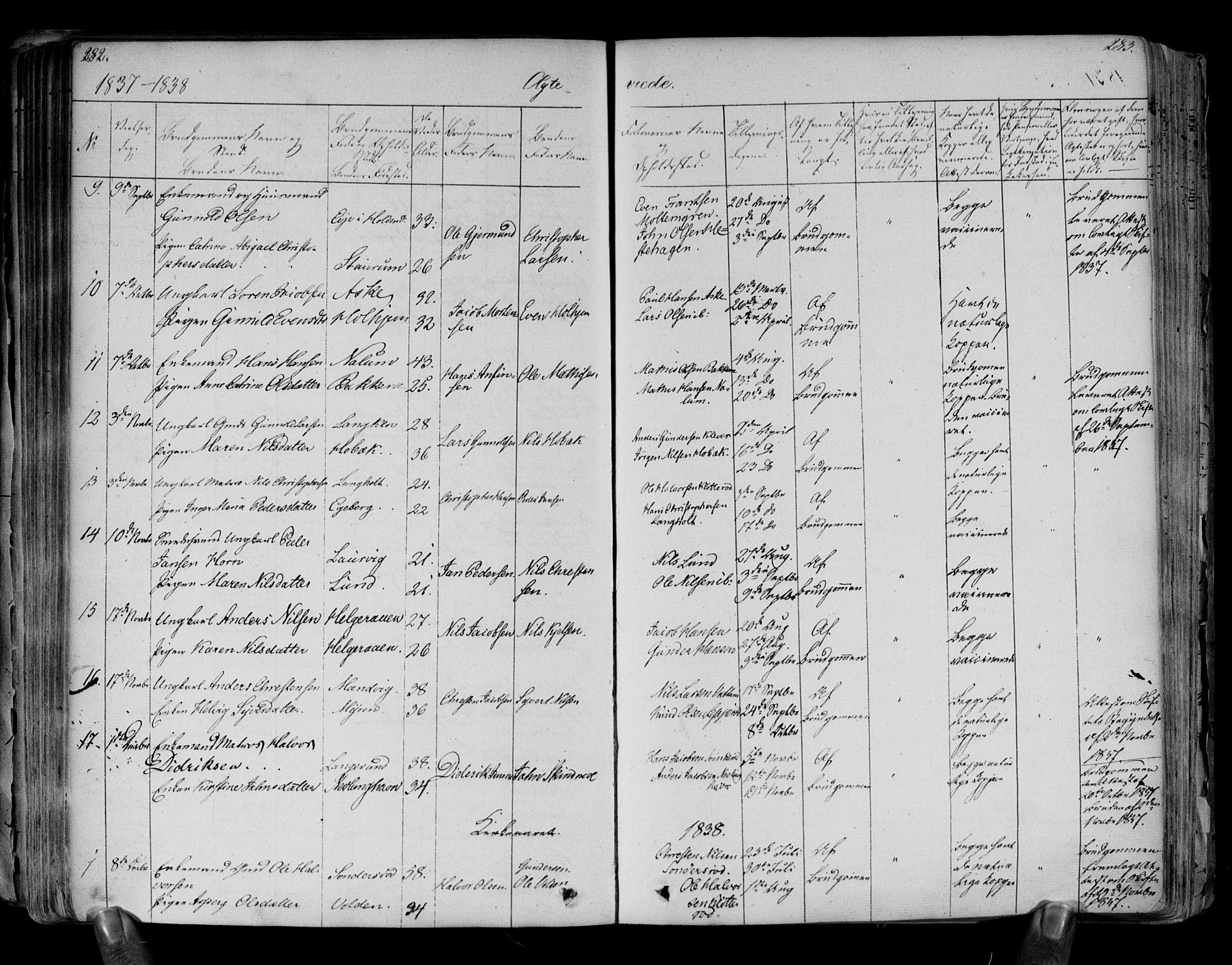 Brunlanes kirkebøker, AV/SAKO-A-342/F/Fa/L0003: Parish register (official) no. I 3, 1834-1845, p. 282-283