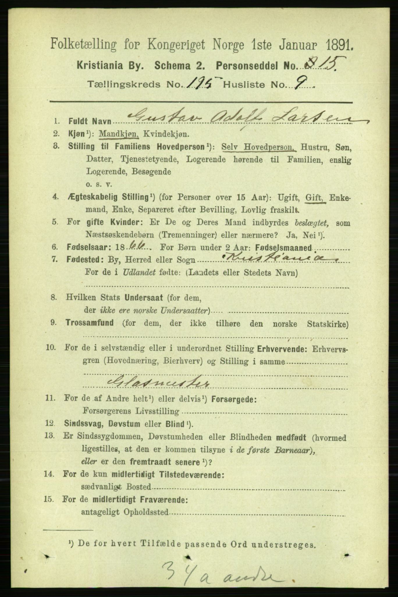 RA, 1891 census for 0301 Kristiania, 1891, p. 117666