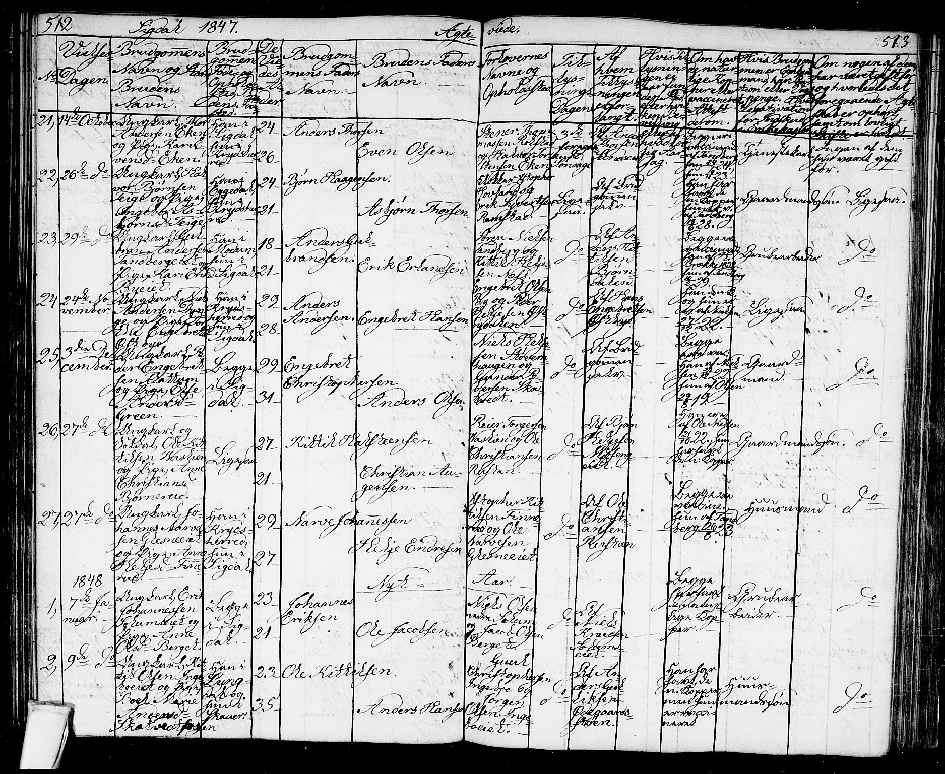 Sigdal kirkebøker, SAKO/A-245/G/Ga/L0002: Parish register (copy) no. I 2, 1835-1856, p. 512-513