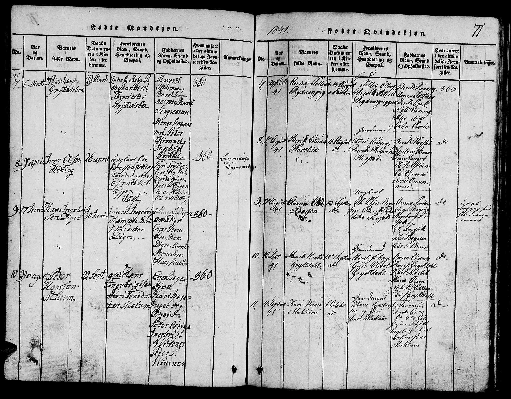 Ministerialprotokoller, klokkerbøker og fødselsregistre - Sør-Trøndelag, SAT/A-1456/688/L1026: Parish register (copy) no. 688C01, 1817-1860, p. 71