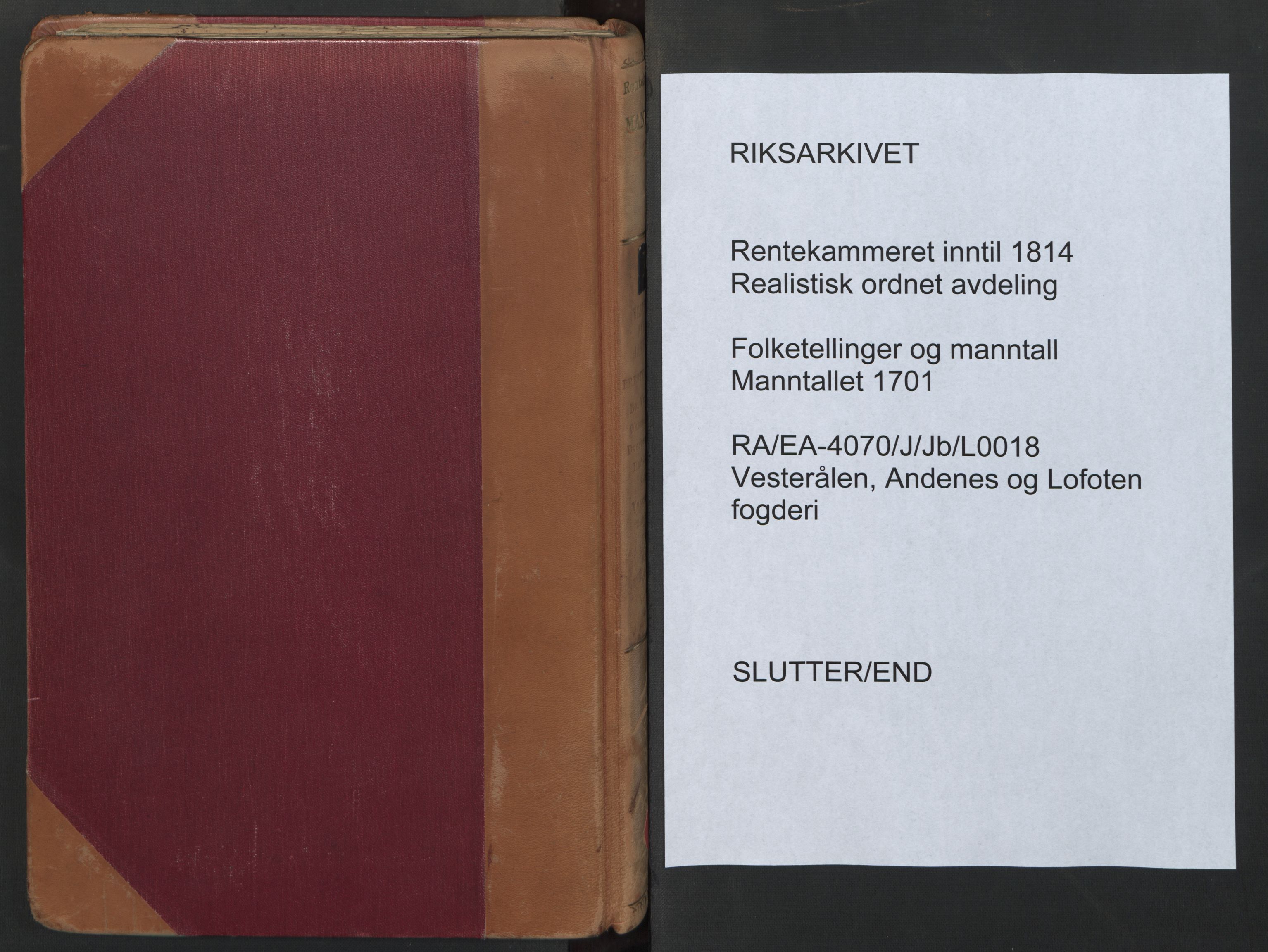 RA, Census (manntall) 1701, no. 18: Vesterålen, Andenes and Lofoten fogderi, 1701
