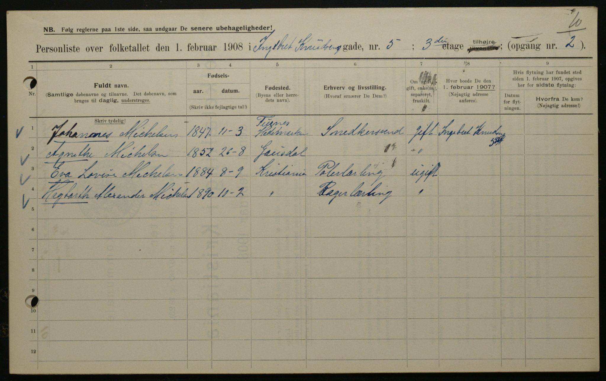 OBA, Municipal Census 1908 for Kristiania, 1908, p. 39362