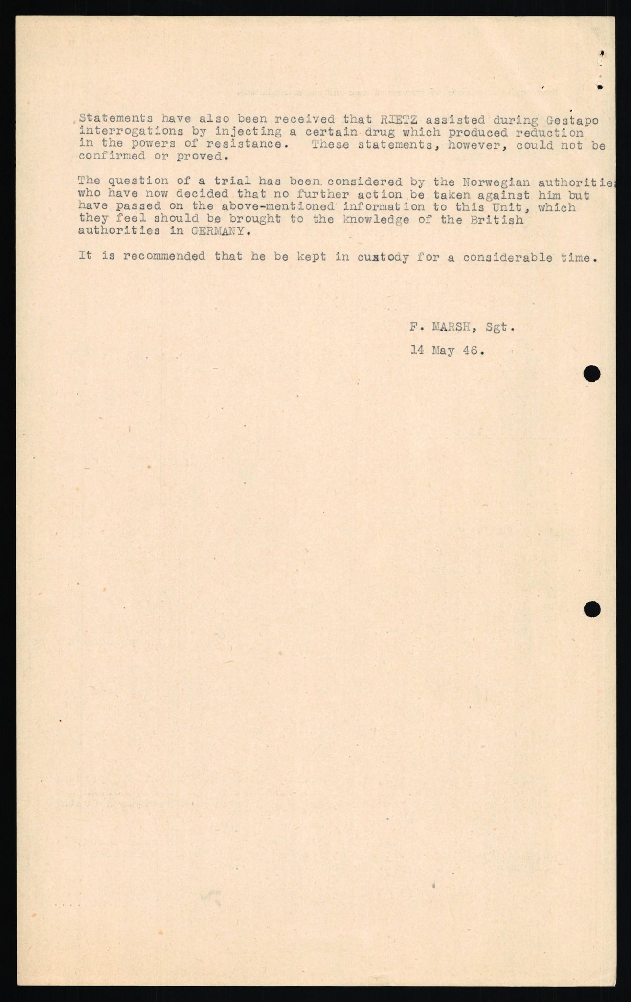 Forsvaret, Forsvarets overkommando II, AV/RA-RAFA-3915/D/Db/L0027: CI Questionaires. Tyske okkupasjonsstyrker i Norge. Tyskere., 1945-1946, p. 410