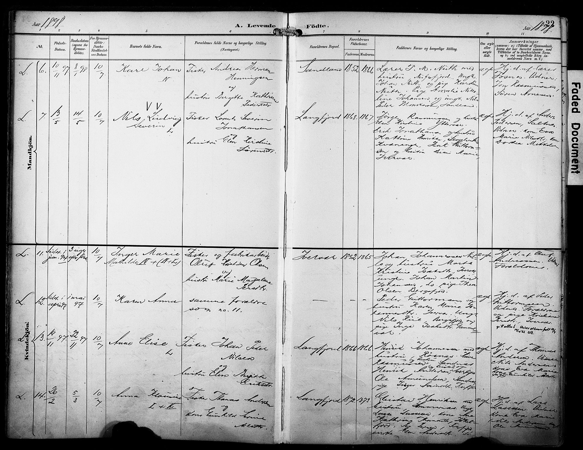 Loppa sokneprestkontor, AV/SATØ-S-1339/H/Ha/L0009kirke: Parish register (official) no. 9, 1895-1909, p. 22