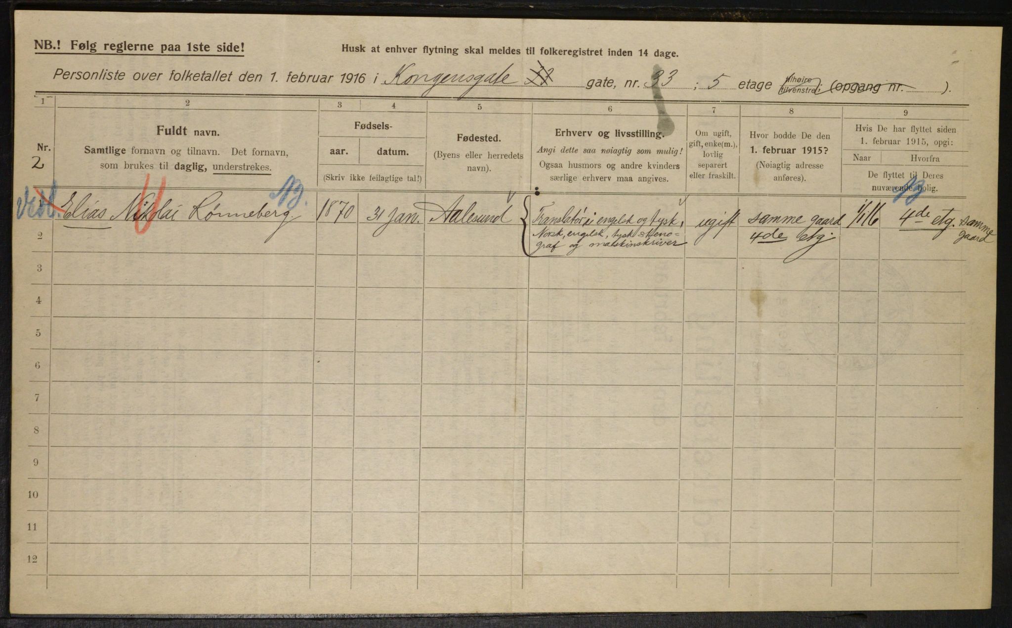 OBA, Municipal Census 1916 for Kristiania, 1916, p. 53759