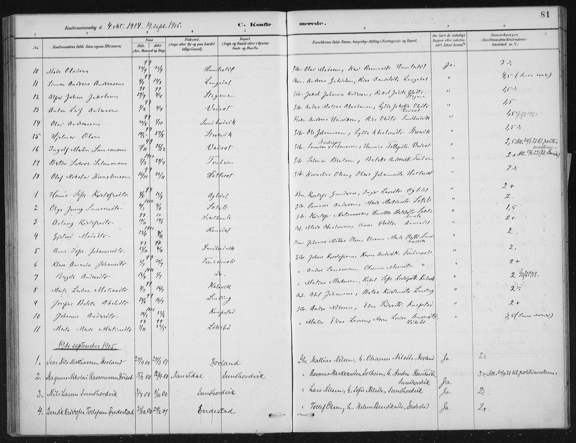 Kinn sokneprestembete, AV/SAB-A-80801/H/Haa/Haae/L0001: Parish register (official) no. E 1, 1890-1916, p. 81