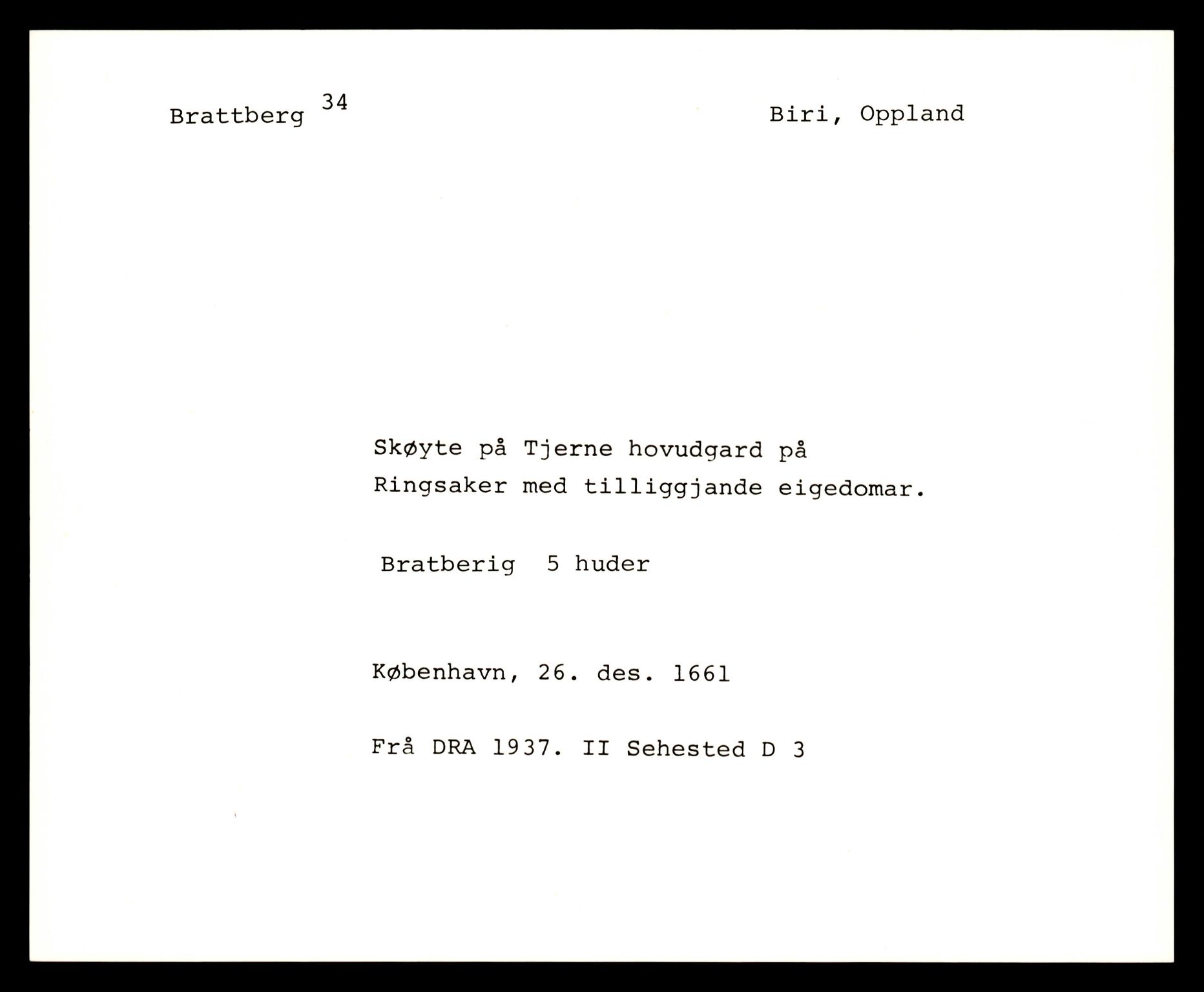 Riksarkivets diplomsamling, AV/RA-EA-5965/F35/F35e/L0011: Registreringssedler Oppland 3, 1400-1700, p. 13