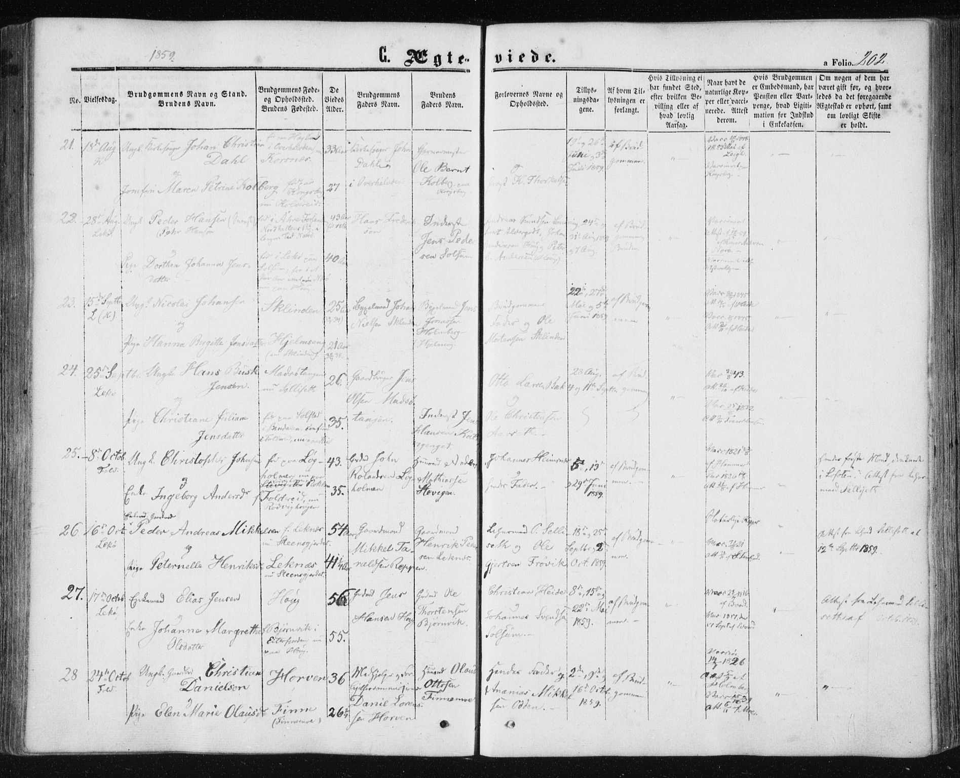 Ministerialprotokoller, klokkerbøker og fødselsregistre - Nord-Trøndelag, SAT/A-1458/780/L0641: Parish register (official) no. 780A06, 1857-1874, p. 202