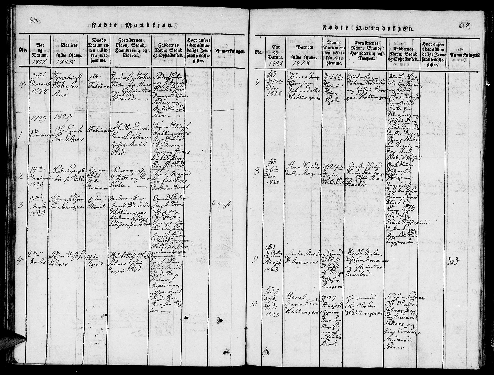 Ministerialprotokoller, klokkerbøker og fødselsregistre - Møre og Romsdal, AV/SAT-A-1454/544/L0579: Parish register (copy) no. 544C01, 1818-1836, p. 66-67