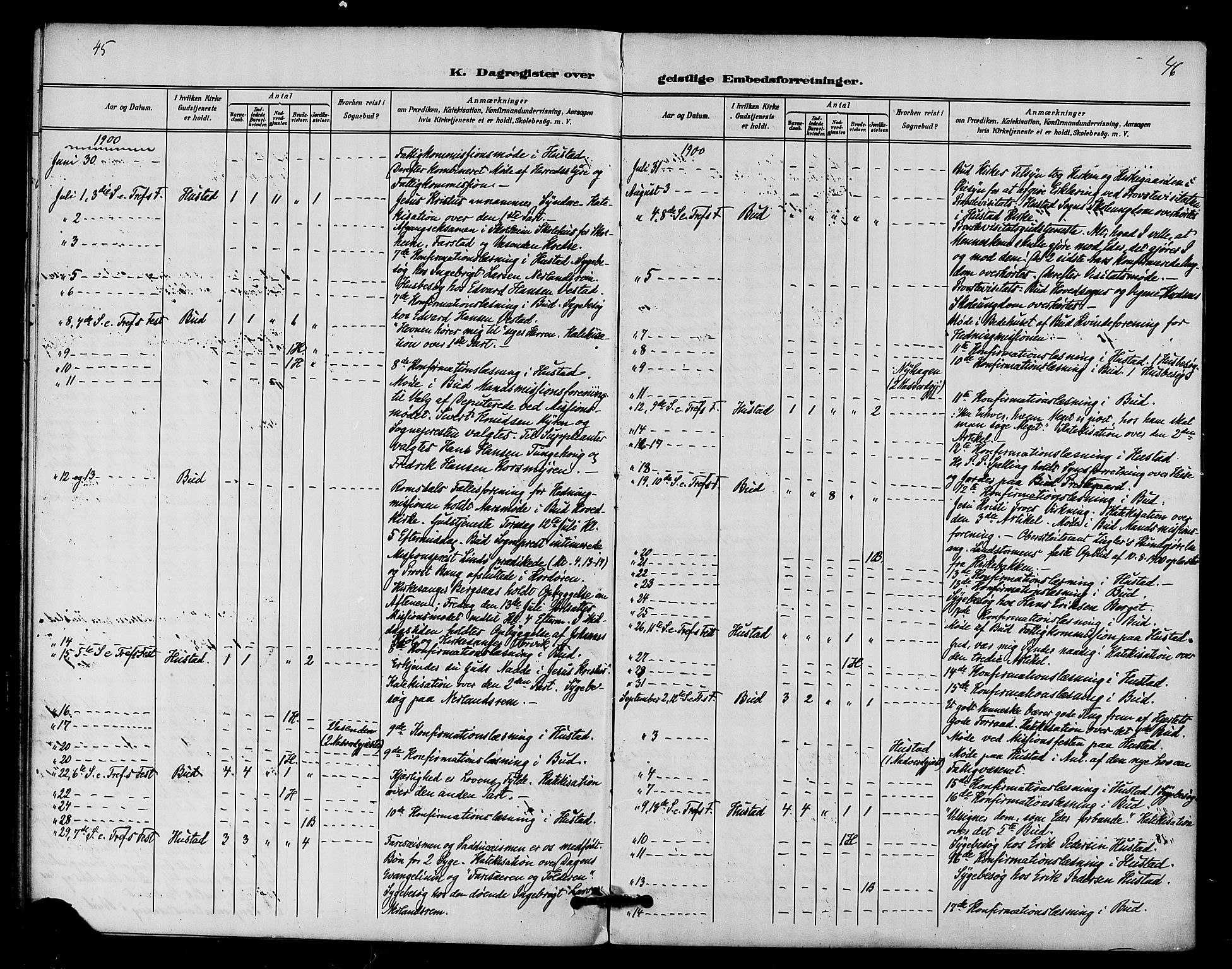 Ministerialprotokoller, klokkerbøker og fødselsregistre - Møre og Romsdal, AV/SAT-A-1454/566/L0770: Parish register (official) no. 566A09, 1893-1903, p. 45-46