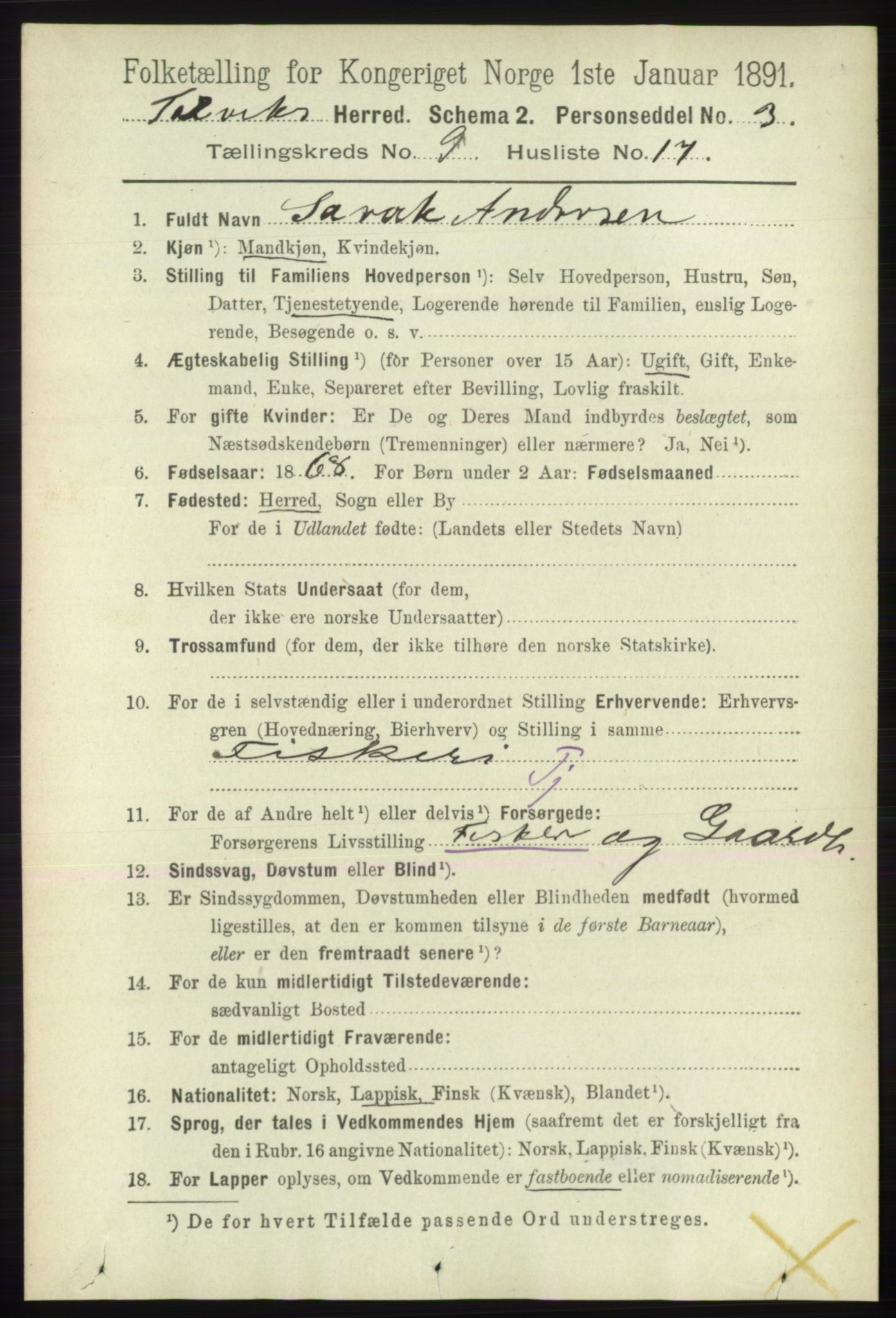 RA, 1891 census for 2013 Talvik, 1891, p. 2257