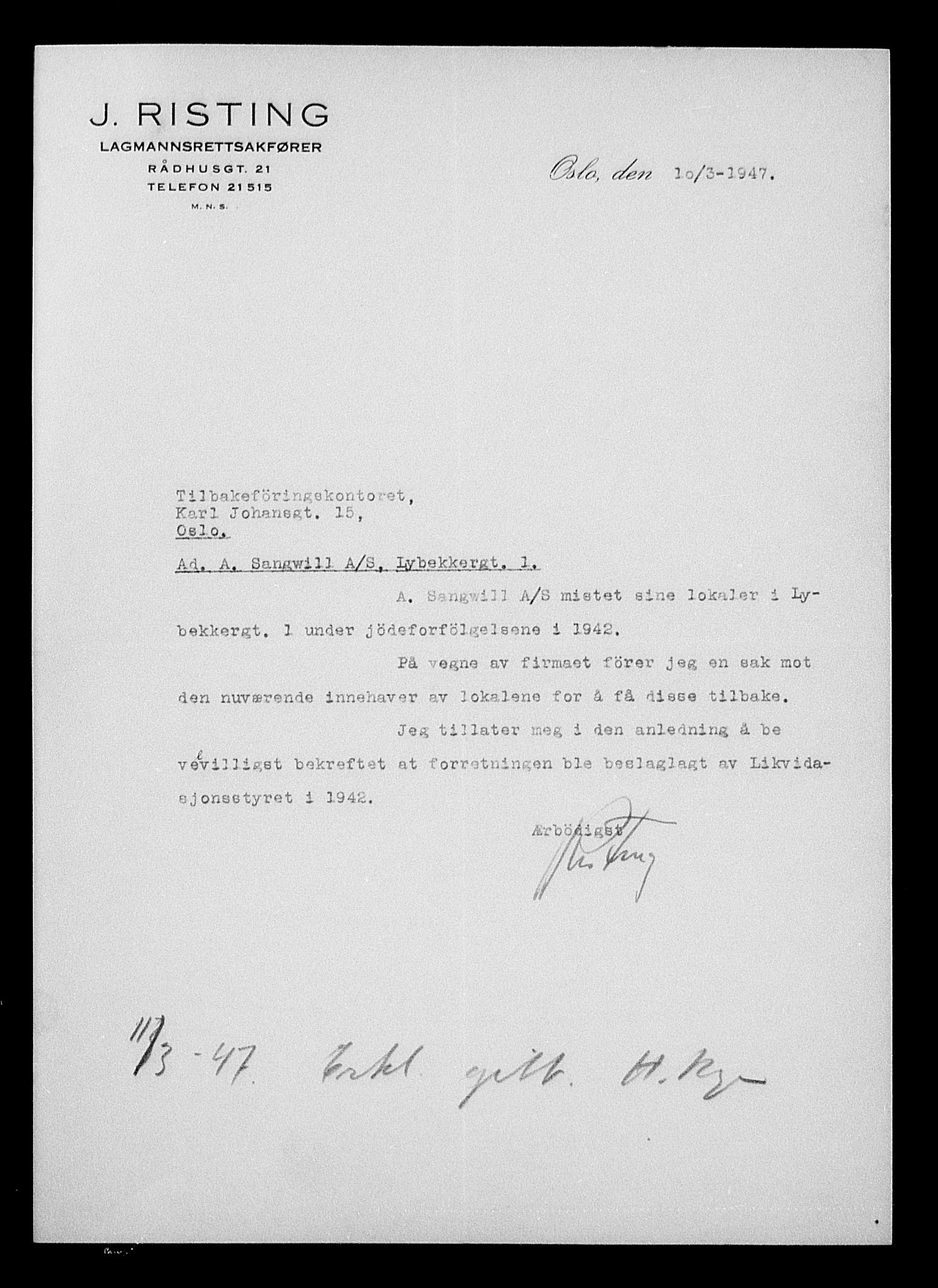 Justisdepartementet, Tilbakeføringskontoret for inndratte formuer, RA/S-1564/H/Hc/Hcc/L0977: --, 1945-1947, p. 17