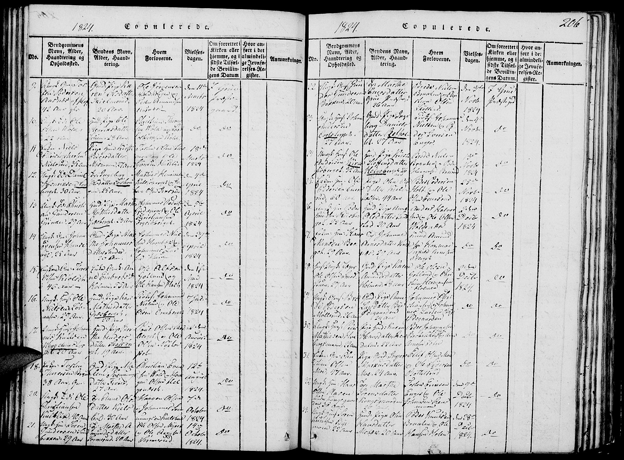Grue prestekontor, SAH/PREST-036/H/Ha/Hab/L0002: Parish register (copy) no. 2, 1815-1841, p. 206