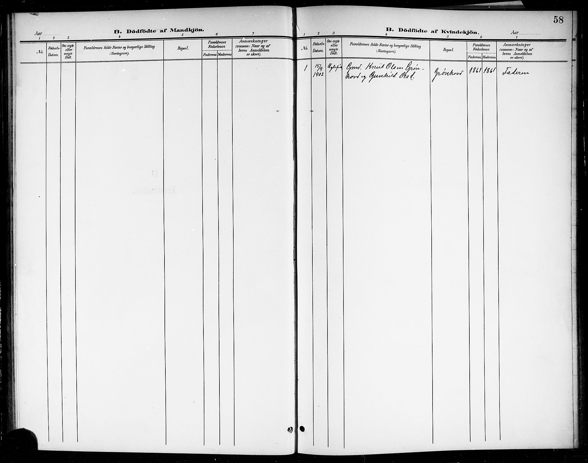 Sigdal kirkebøker, SAKO/A-245/G/Gb/L0003: Parish register (copy) no. II 3, 1901-1916, p. 58