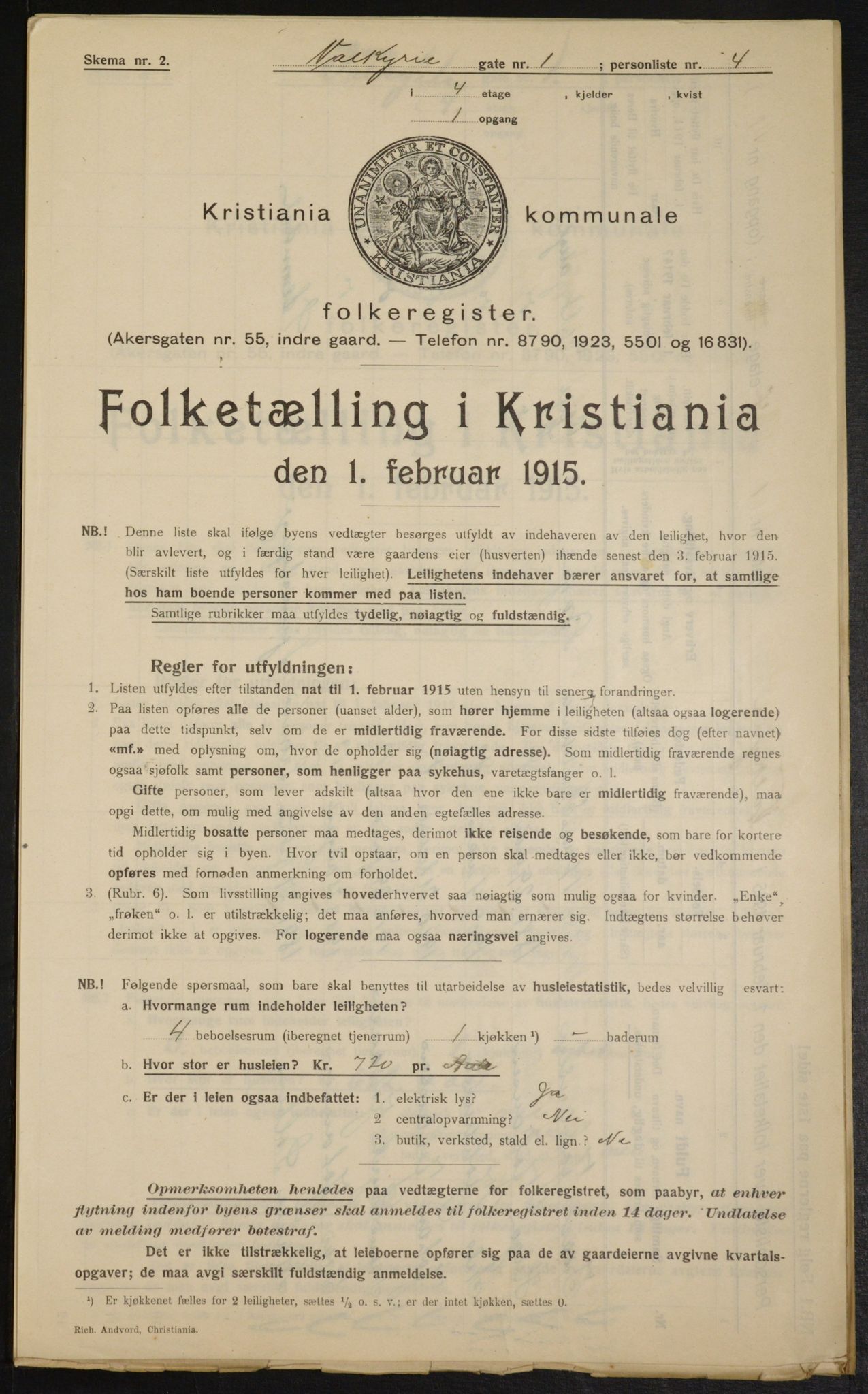 OBA, Municipal Census 1915 for Kristiania, 1915, p. 122272