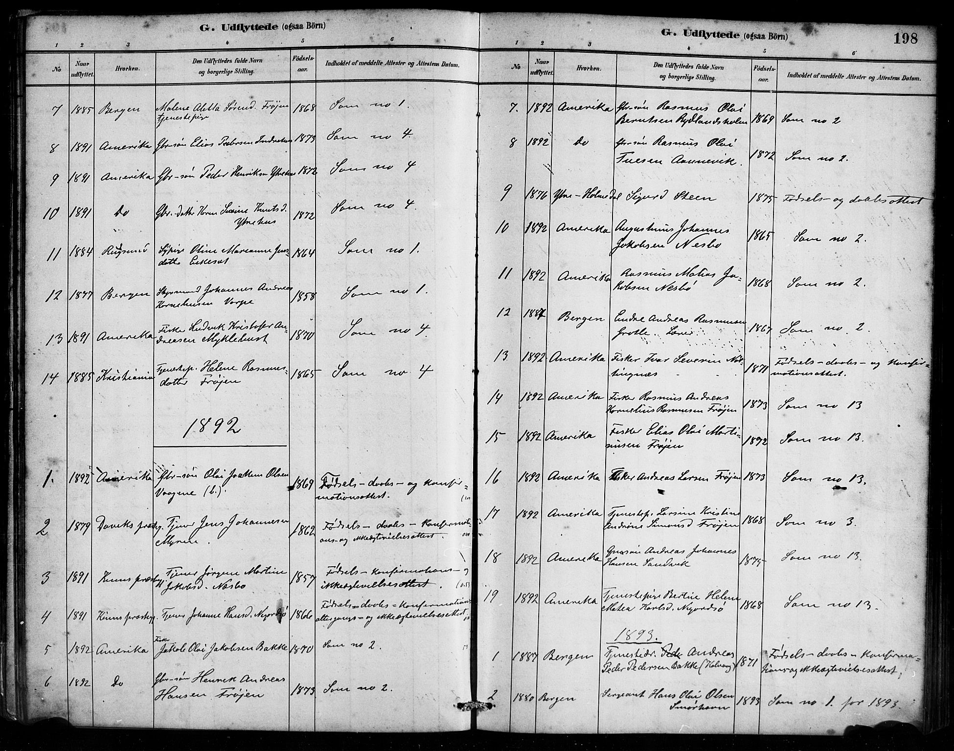 Bremanger sokneprestembete, AV/SAB-A-82201/H/Haa/Haab/L0001: Parish register (official) no. B 1, 1884-1895, p. 198