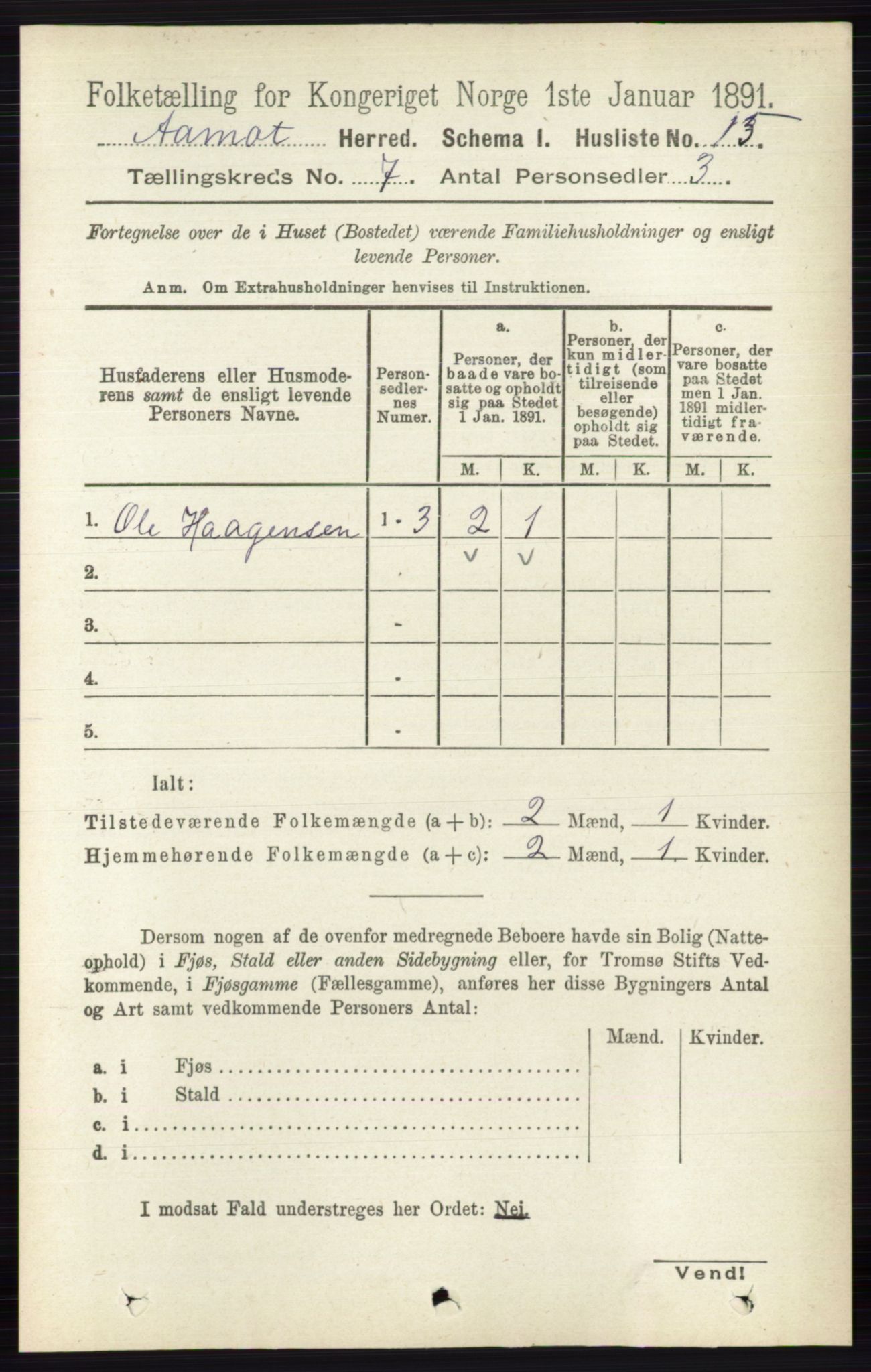 RA, 1891 census for 0429 Åmot, 1891, p. 2850