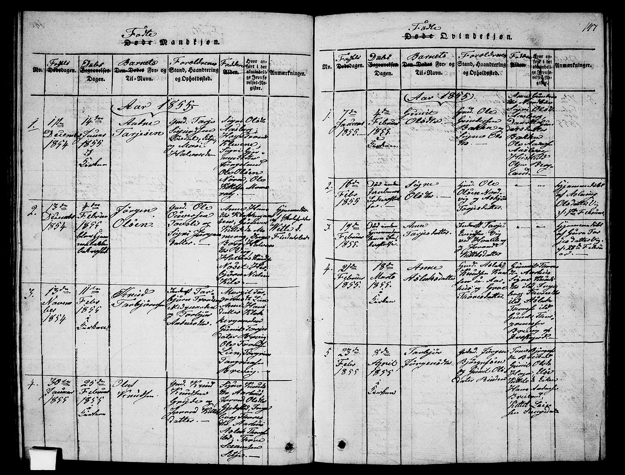Fyresdal kirkebøker, SAKO/A-263/G/Ga/L0002: Parish register (copy) no. I 2, 1815-1857, p. 147