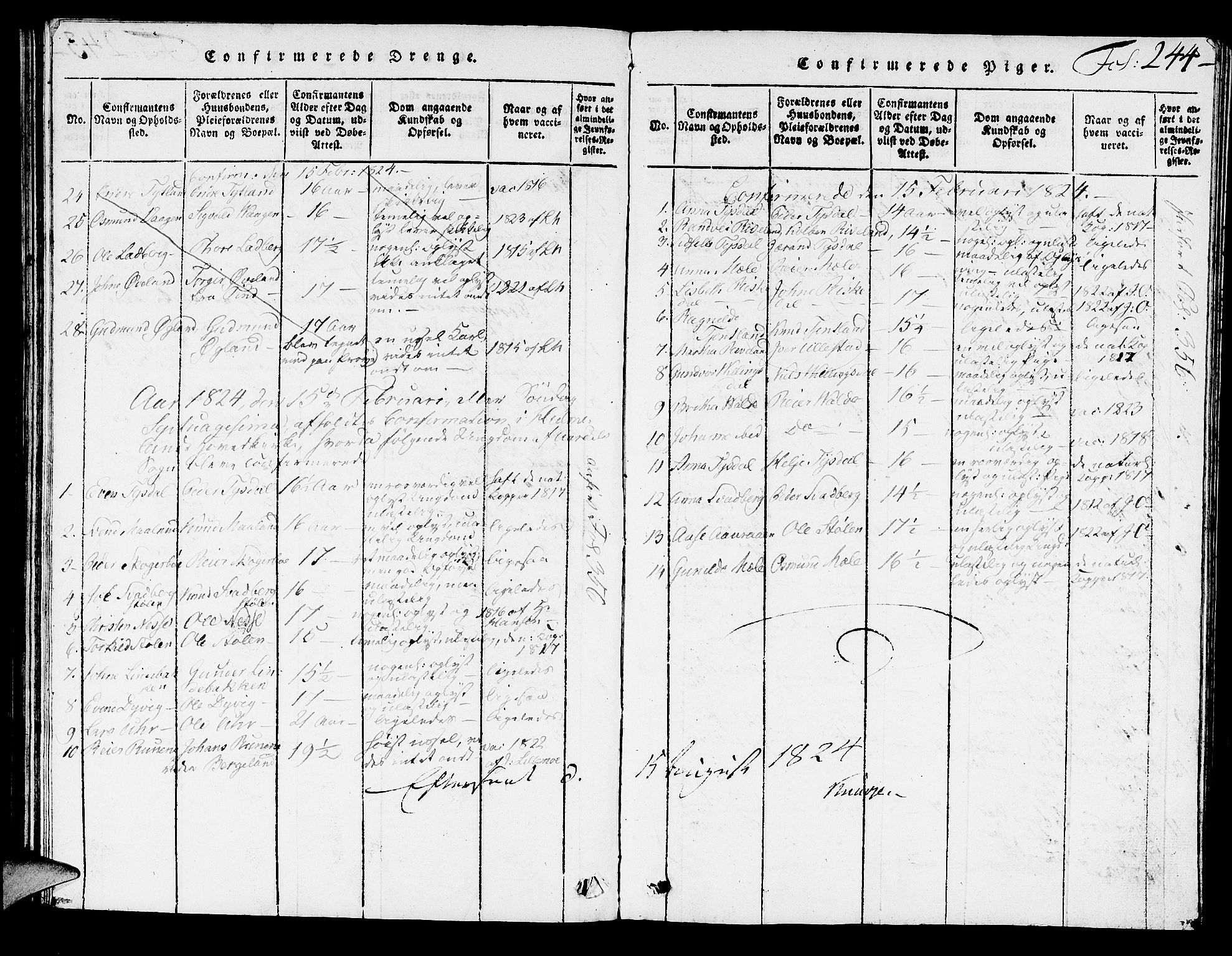 Hjelmeland sokneprestkontor, SAST/A-101843/01/V/L0002: Parish register (copy) no. B 2, 1816-1841, p. 244