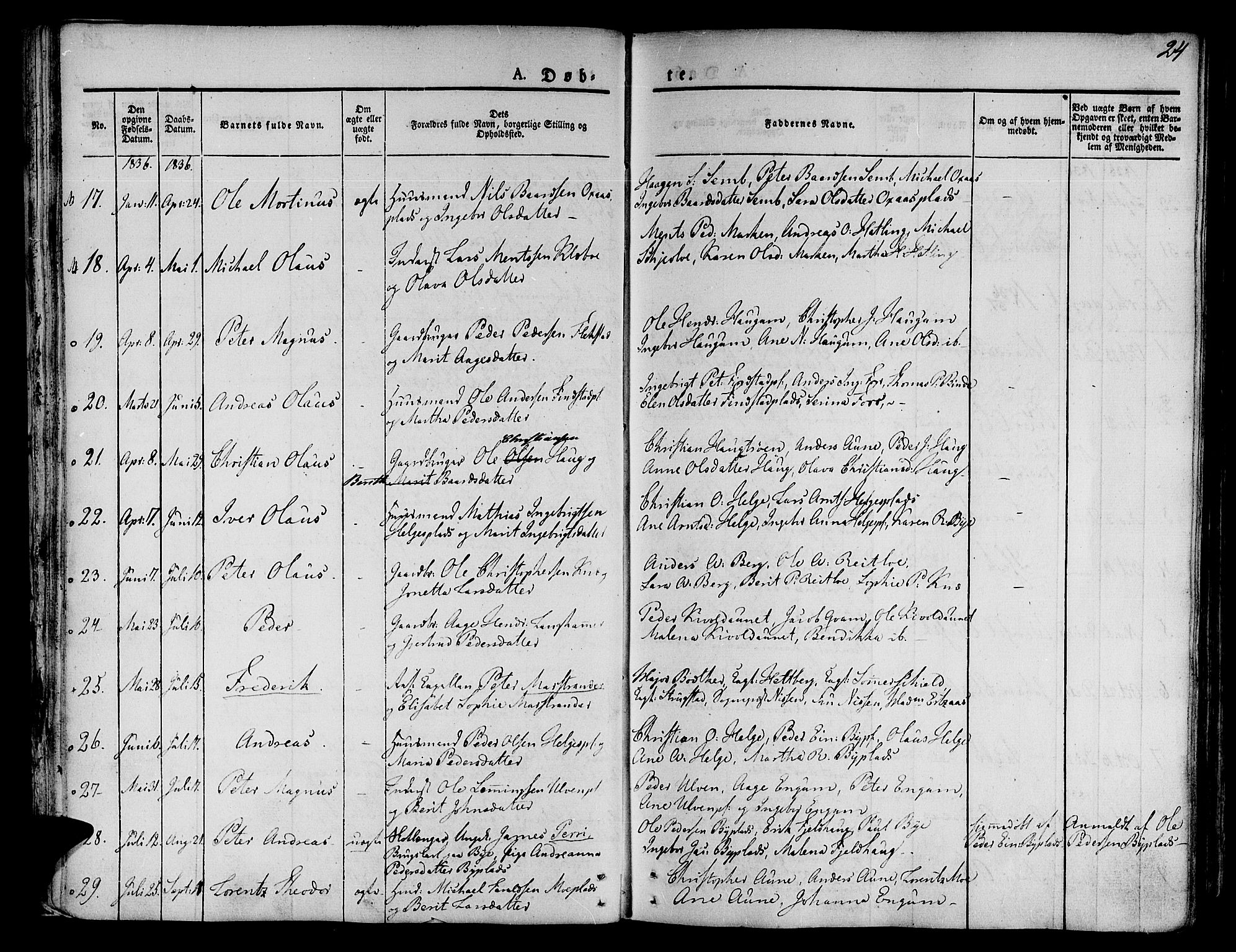 Ministerialprotokoller, klokkerbøker og fødselsregistre - Nord-Trøndelag, SAT/A-1458/746/L0445: Parish register (official) no. 746A04, 1826-1846, p. 24