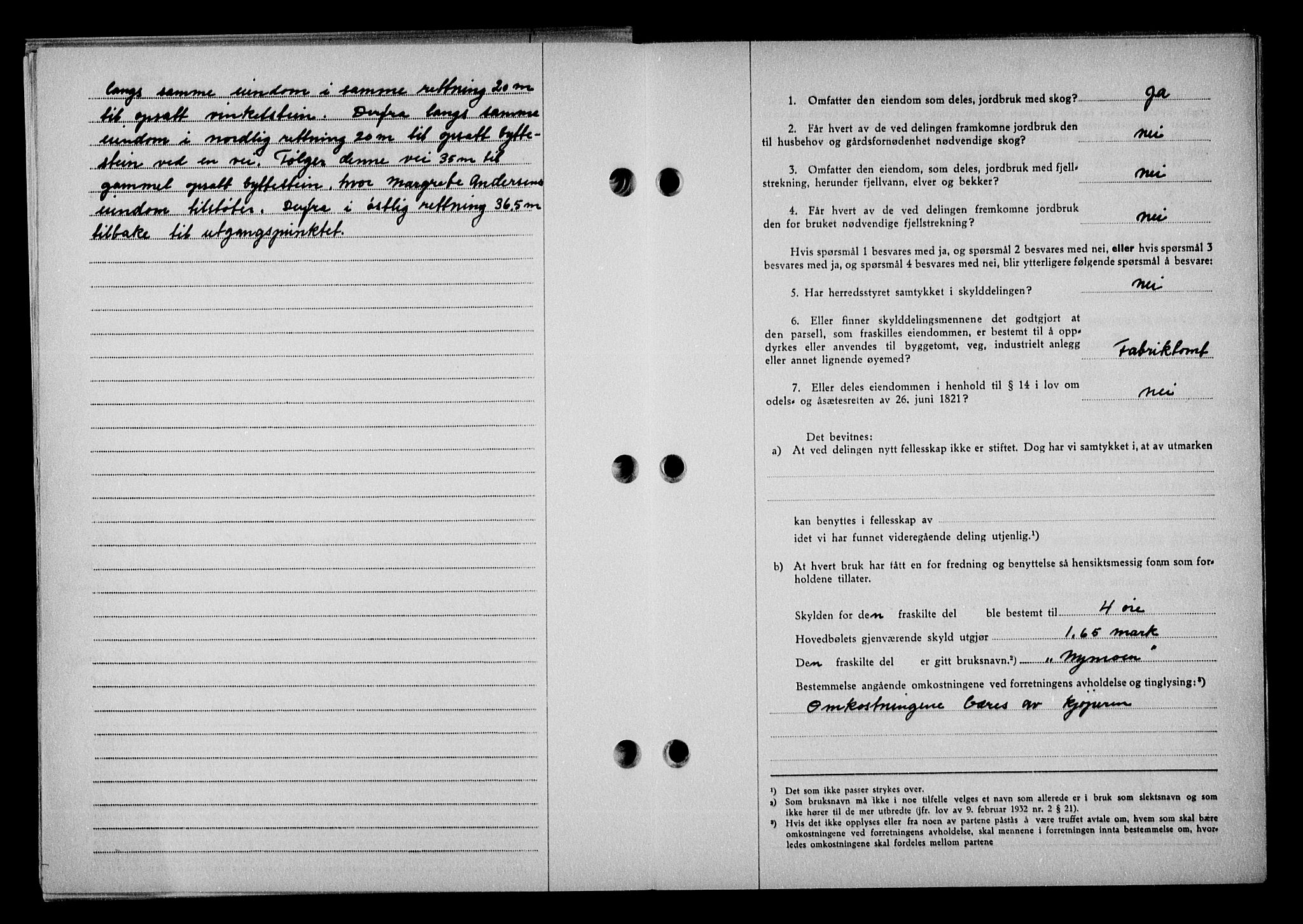 Vestre Nedenes/Sand sorenskriveri, AV/SAK-1221-0010/G/Gb/Gba/L0059: Mortgage book no. A 12, 1949-1950, Diary no: : 1445/1949