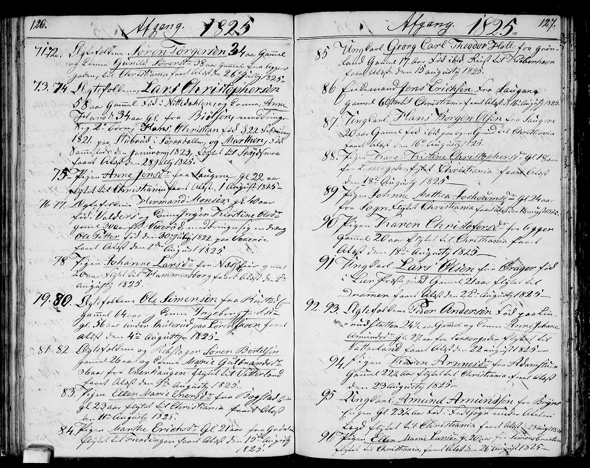 Aker prestekontor kirkebøker, AV/SAO-A-10861/F/L0014a: Parish register (official) no. 14A, 1820-1833, p. 126-127