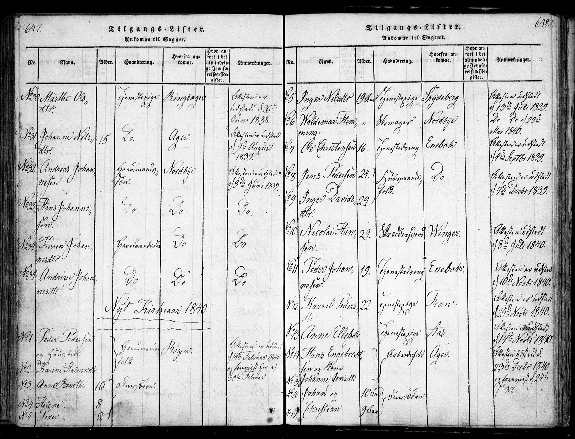 Nesodden prestekontor Kirkebøker, SAO/A-10013/F/Fa/L0006: Parish register (official) no. I 6, 1814-1847, p. 647-648