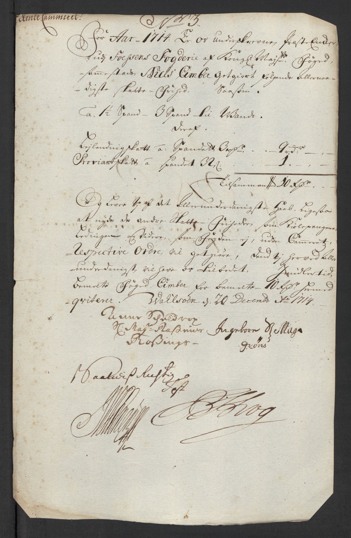 Rentekammeret inntil 1814, Reviderte regnskaper, Fogderegnskap, AV/RA-EA-4092/R57/L3862: Fogderegnskap Fosen, 1714, p. 169