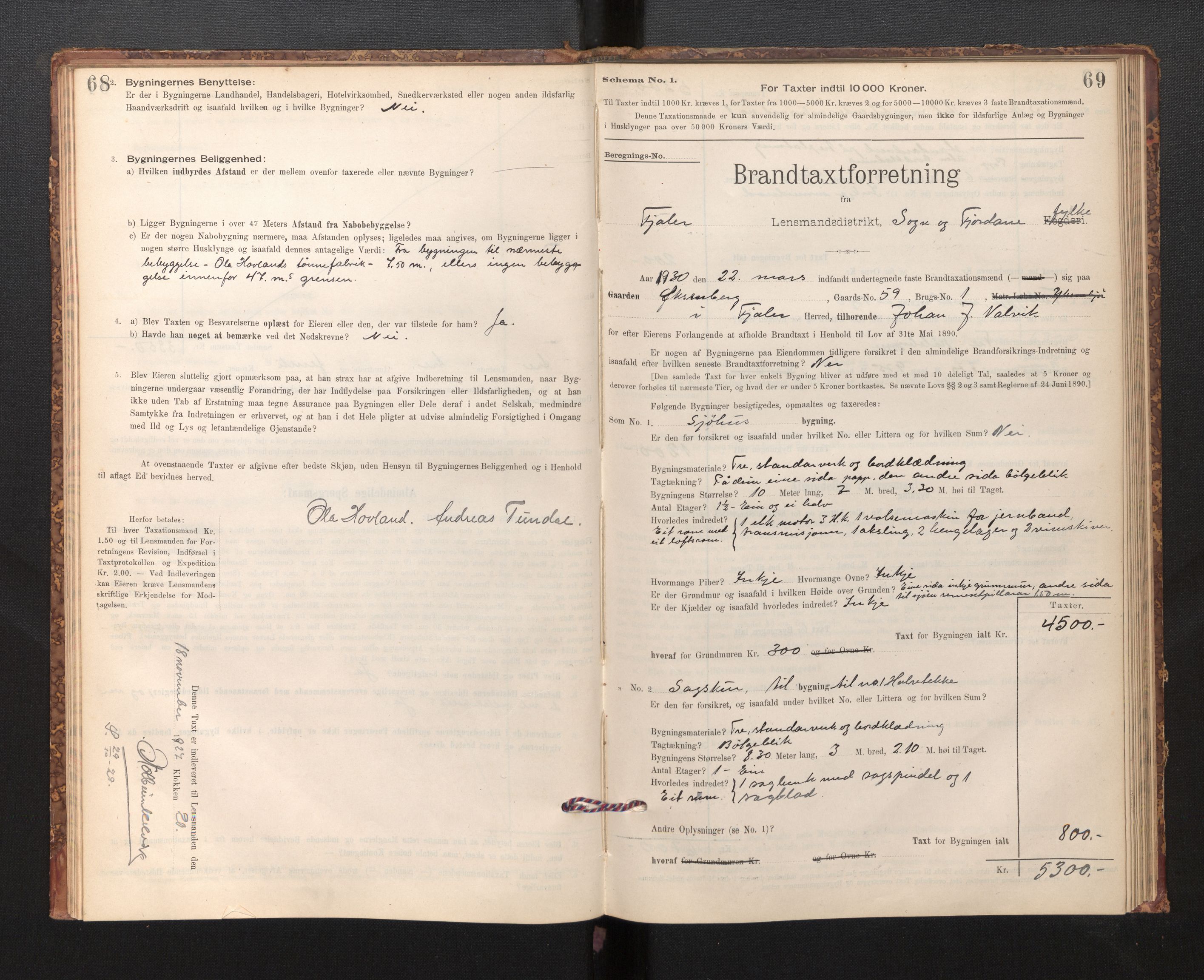 Lensmannen i Fjaler, SAB/A-27201/0012/L0006: Branntakstprotokoll, skjematakst, 1895-1937, p. 68-69