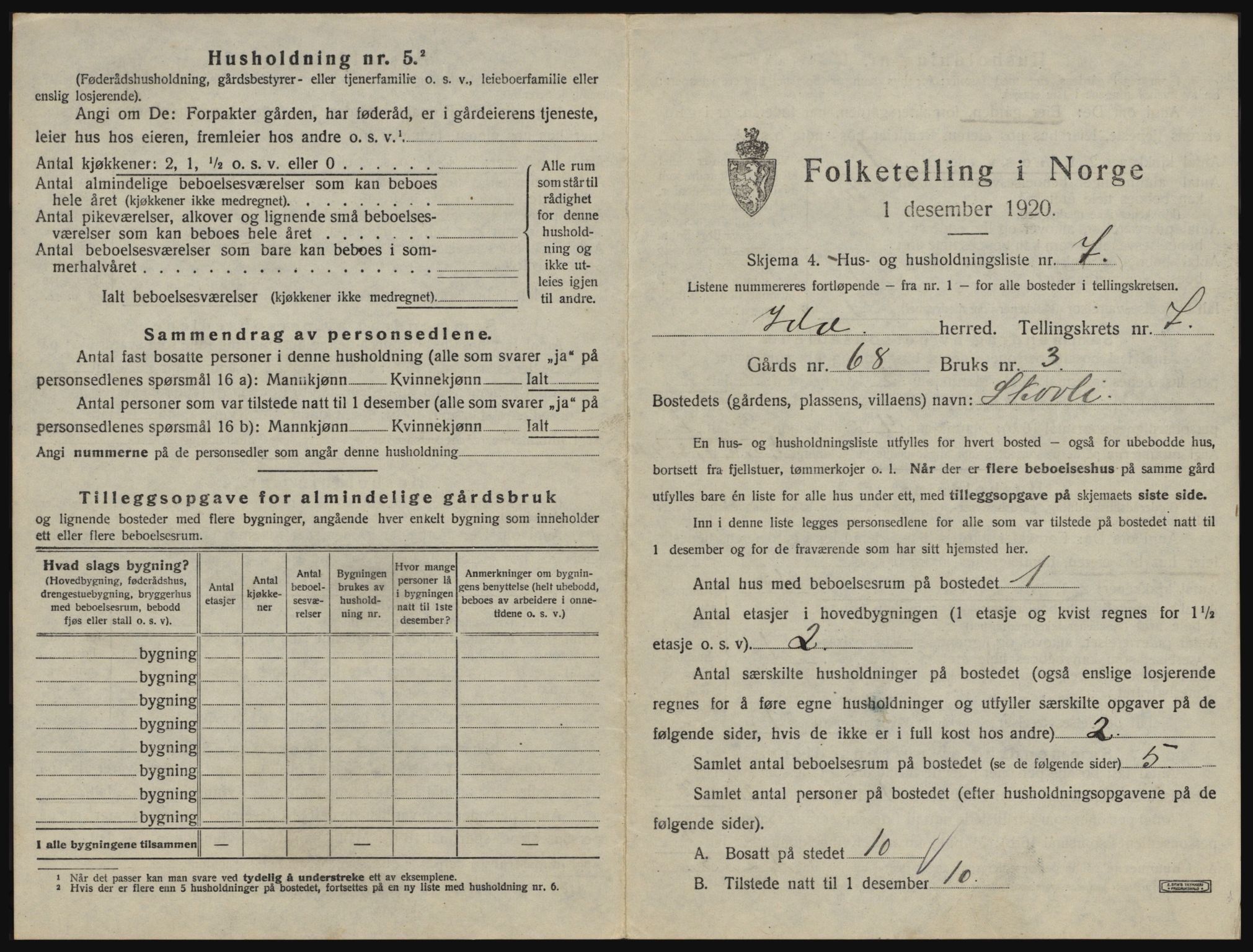 SAO, 1920 census for Idd, 1920, p. 1042