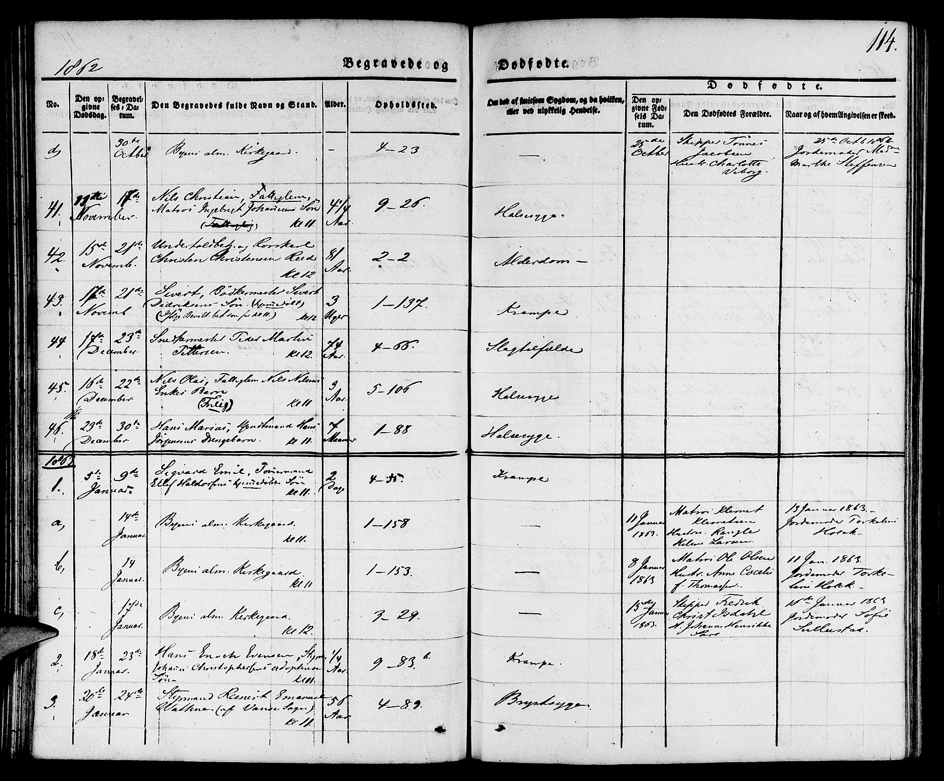 Nykirken Sokneprestembete, SAB/A-77101/H/Hab: Parish register (copy) no. E 1, 1840-1866, p. 114