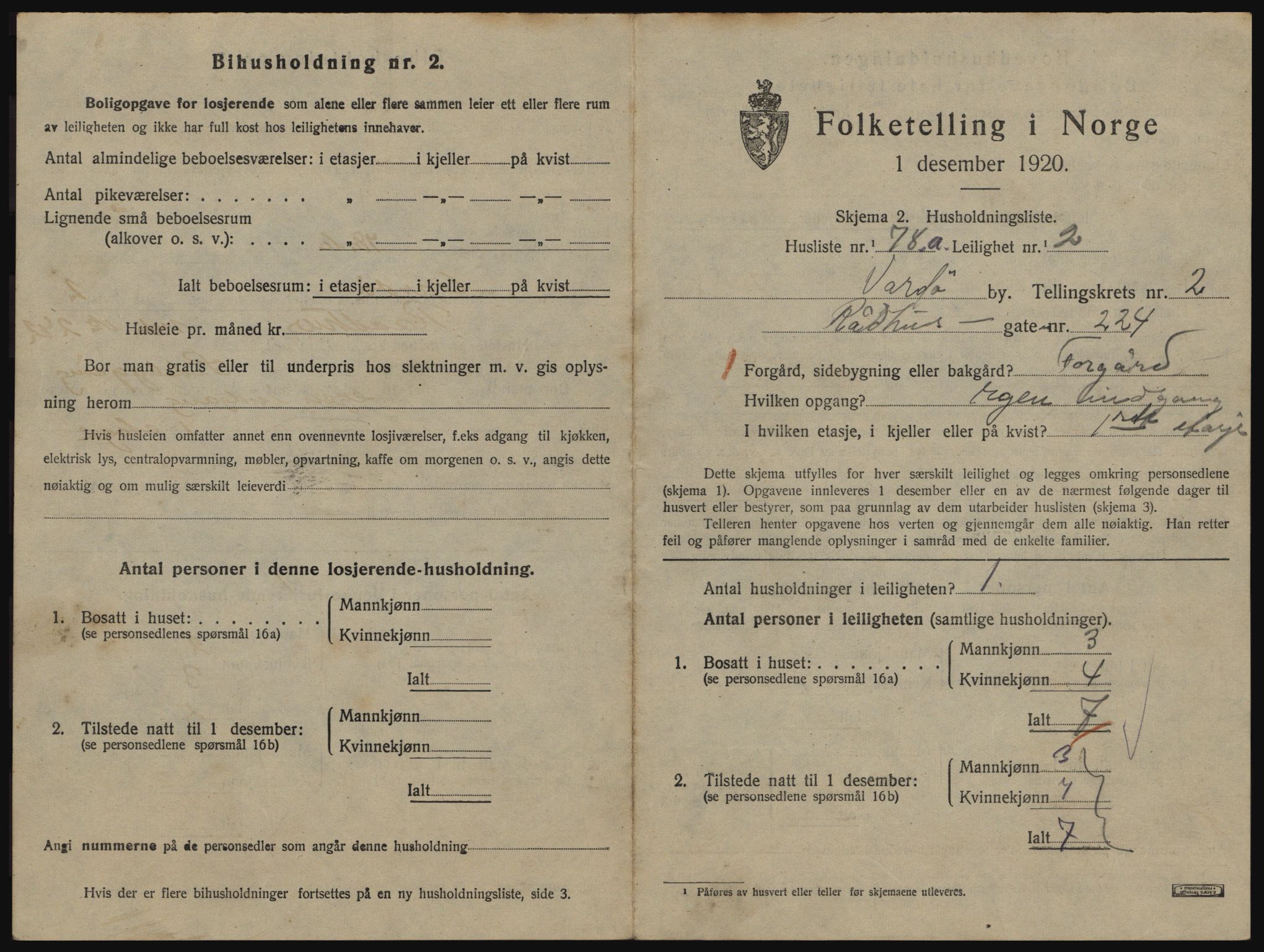 SATØ, 1920 census for Vardø, 1920, p. 2079