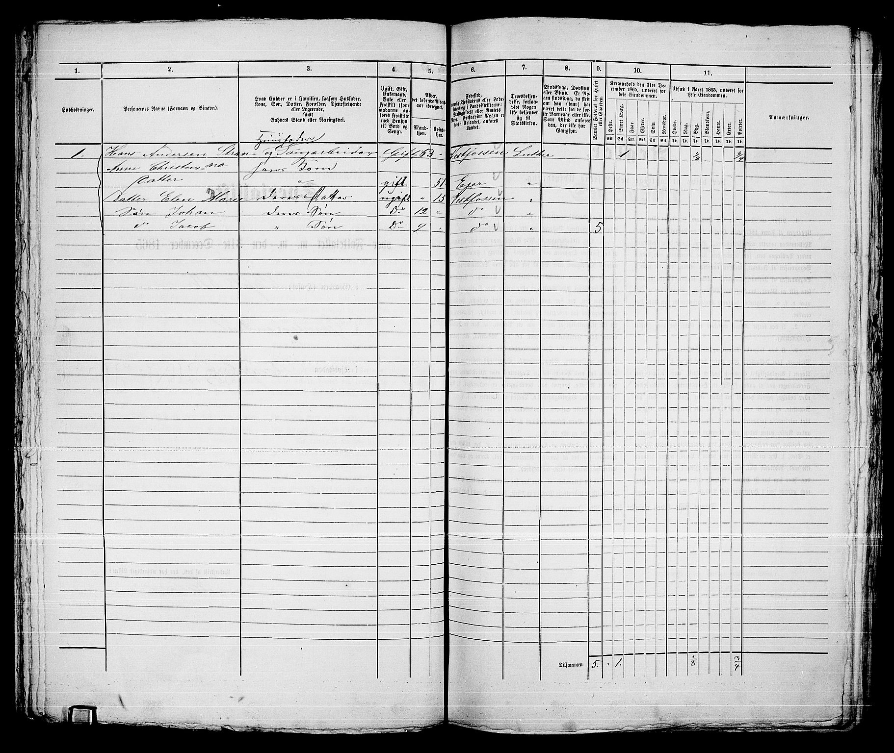 RA, 1865 census for Kongsberg/Kongsberg, 1865, p. 1237