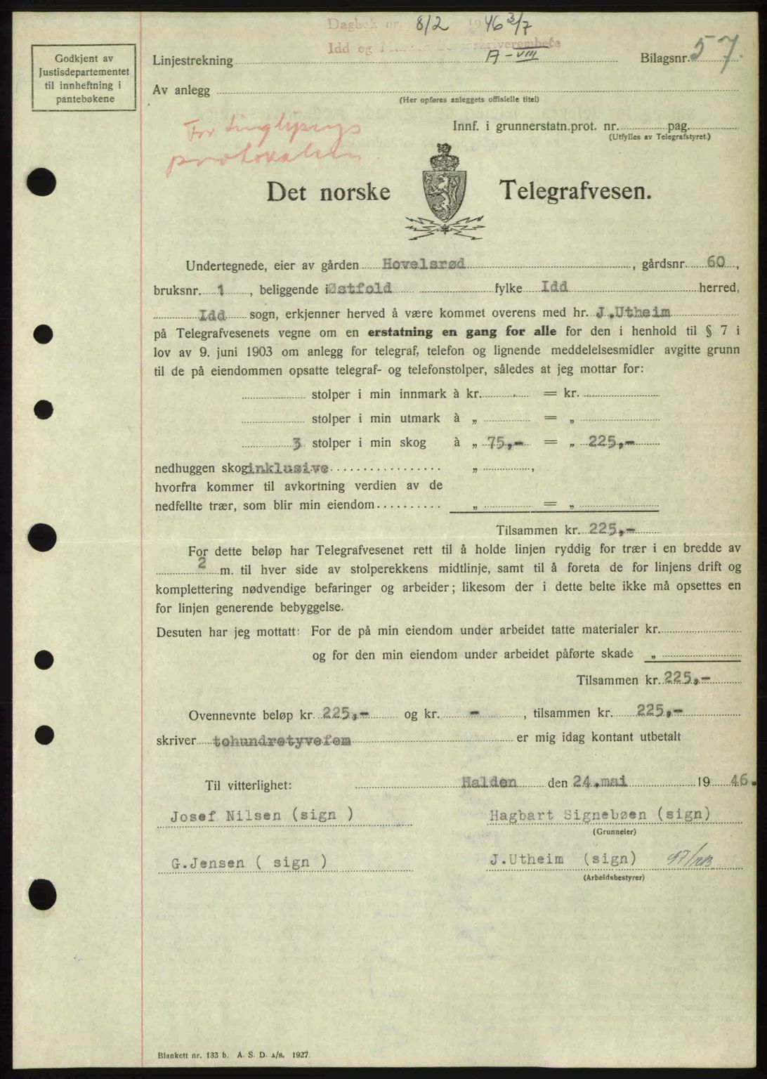 Idd og Marker sorenskriveri, AV/SAO-A-10283/G/Gb/Gbb/L0008: Mortgage book no. A8, 1946-1946, Diary no: : 812/1946