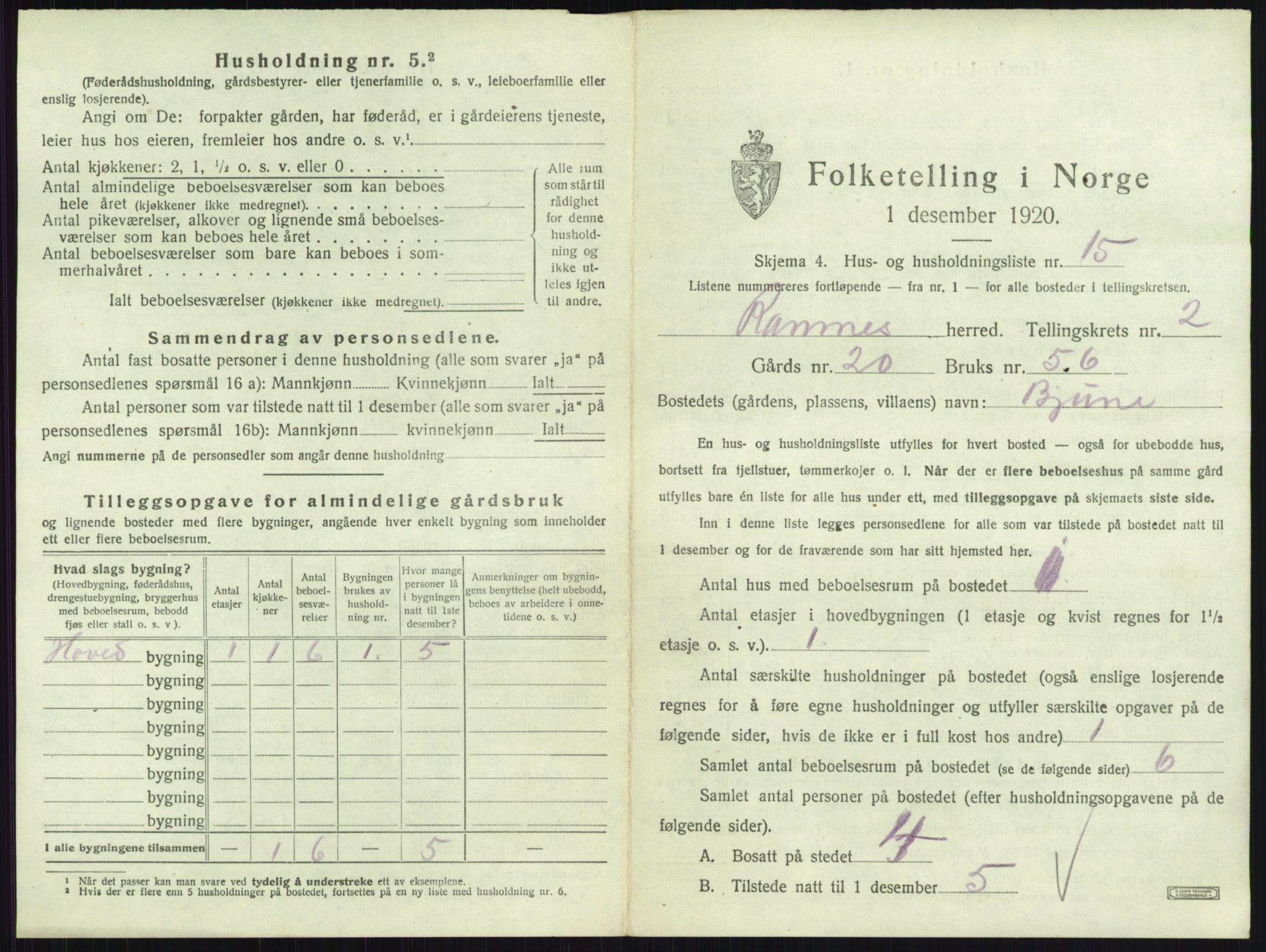 SAKO, 1920 census for Ramnes, 1920, p. 200